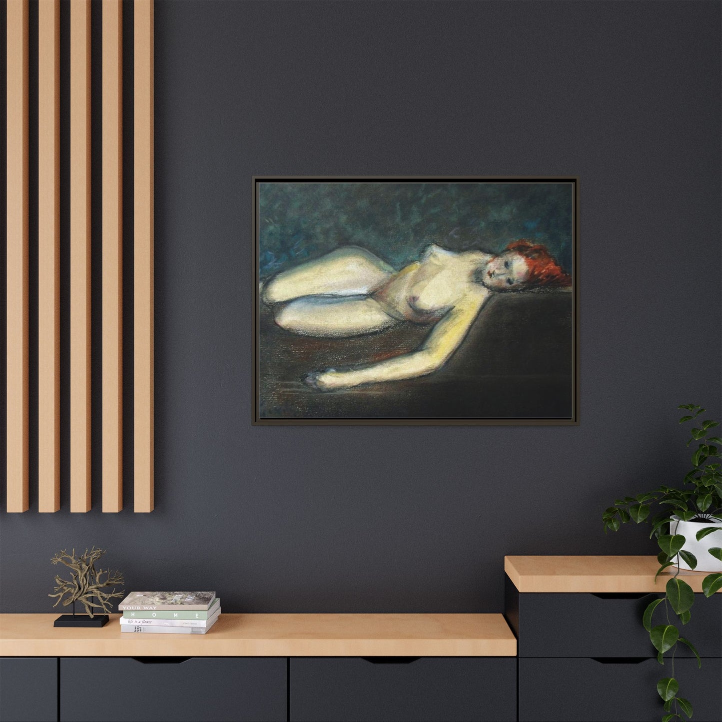 Lying nude by Paul Gosselin Framed Matte Canvas Wall Art Print