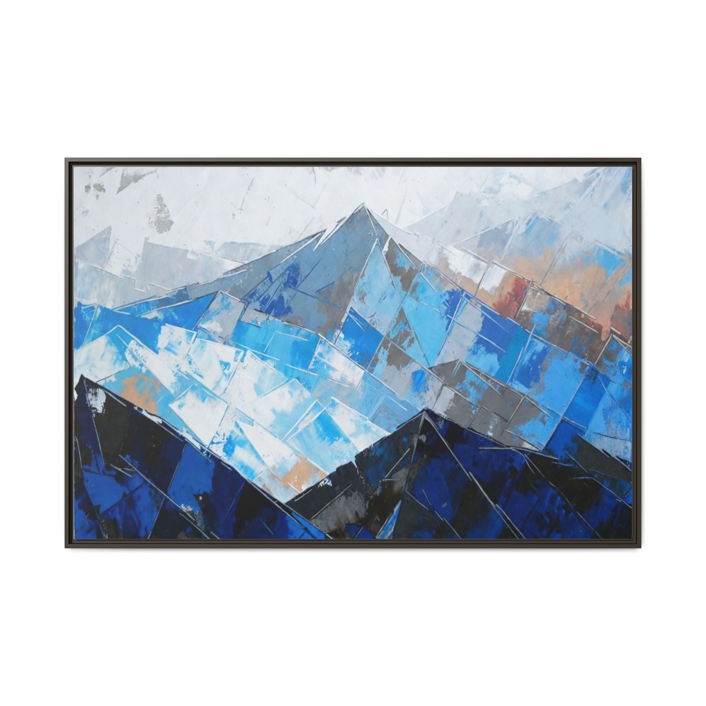 Framed Matte Canvas Blue Mountain Abstract Wall Art