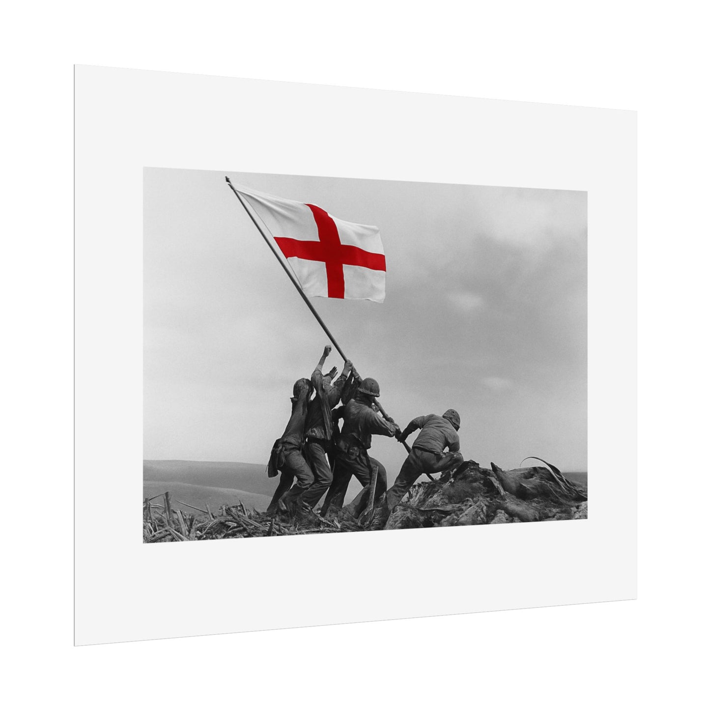 Raising the St George  by Unknown attributed to Joe Rosenthal Wall Art Print