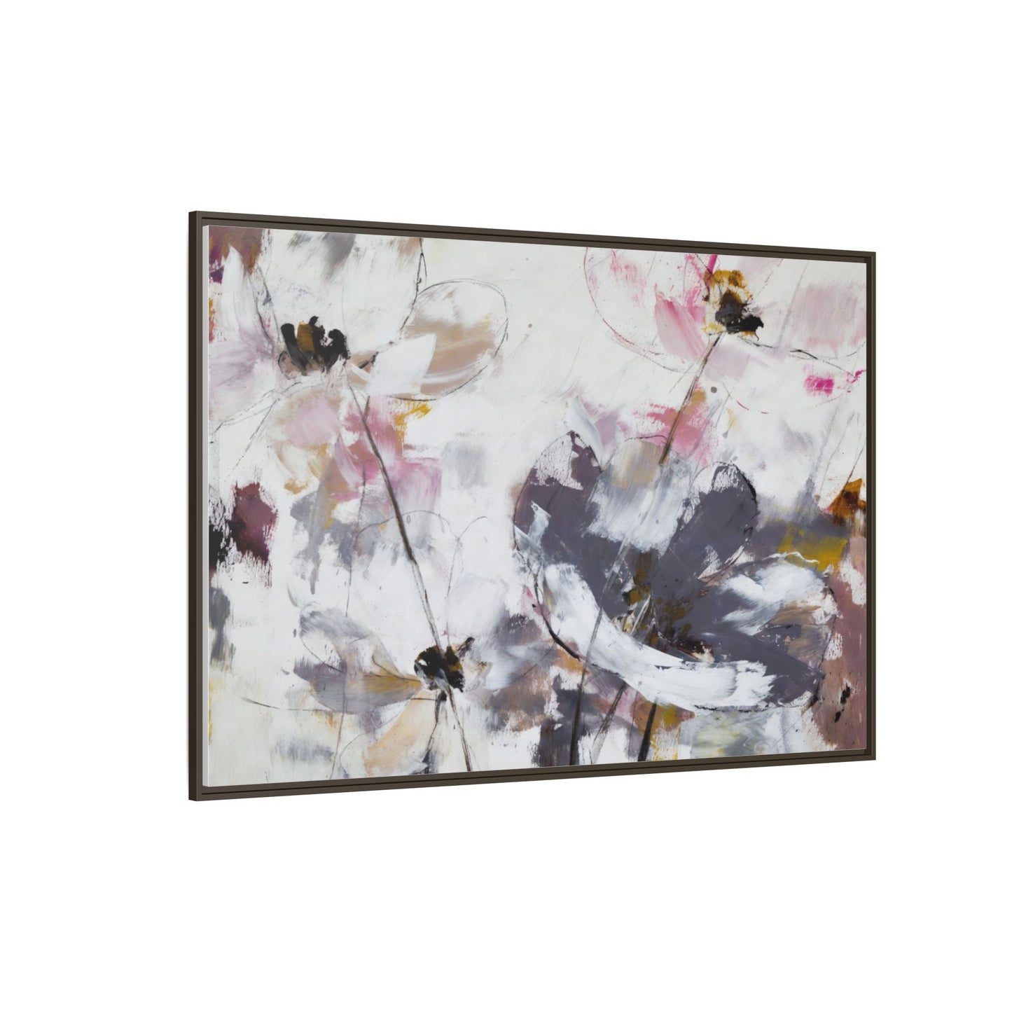 Abstract Floral Matte Canvas Framed Wall Art — Soft Watercolor Blooms