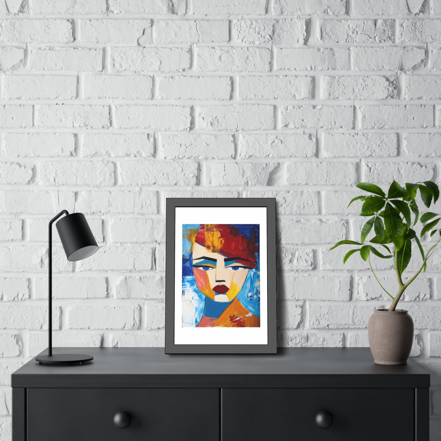 Abstract Colorful Face Framed Poster — Modern Pop Art Wall Print