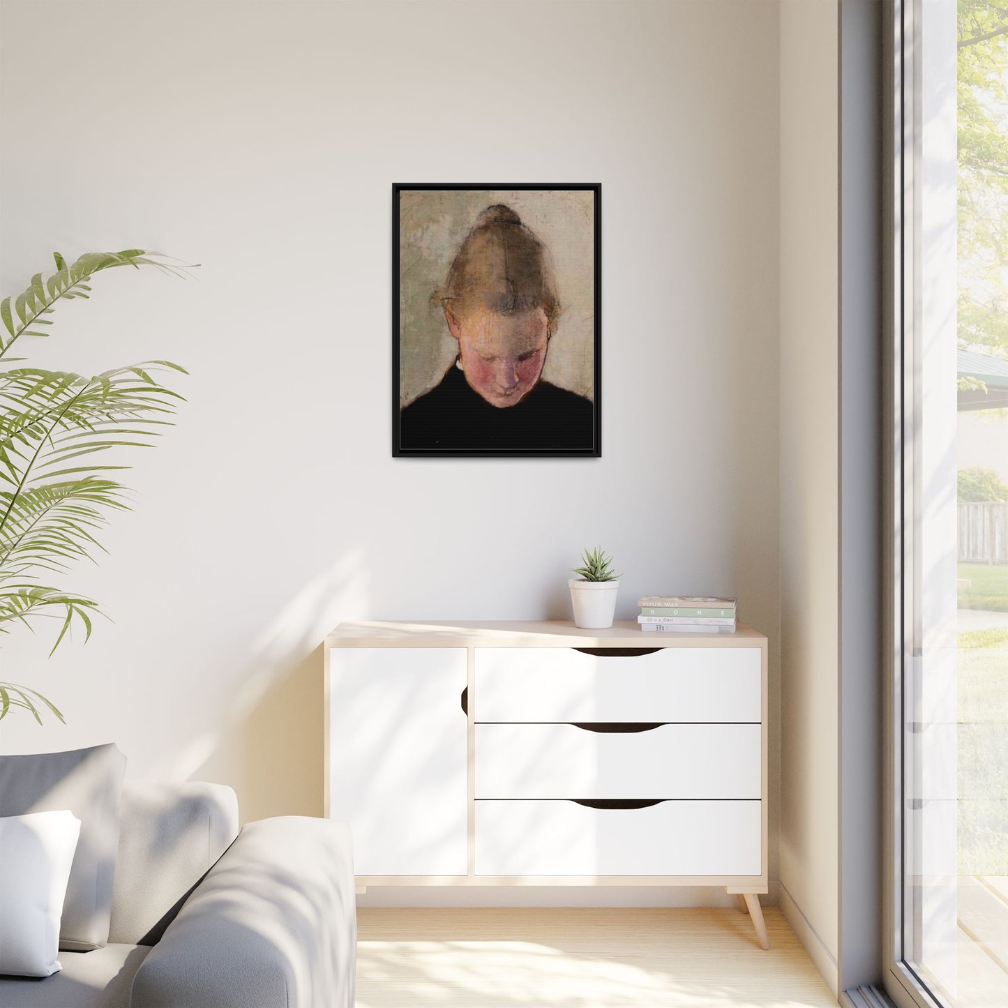 Lukeva tytto by Helena Schjerfbeck Framed Matte Canvas Art Print
