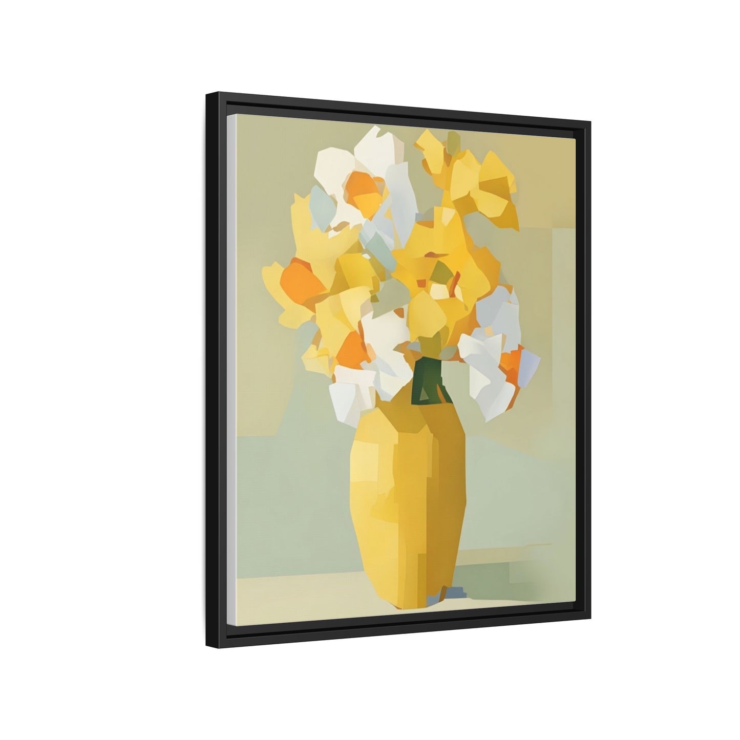 Framed Floral Canvas Print — Yellow Vase Bouquet Wall Art