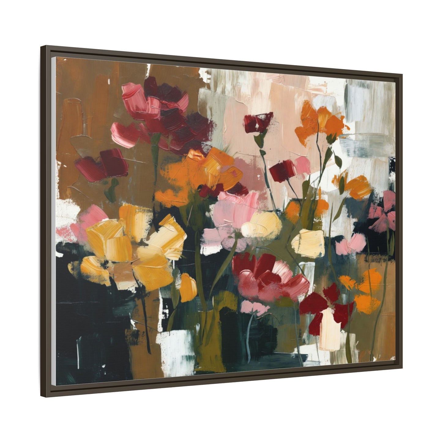Framed Matte Canvas Floral Abstract Wall Art
