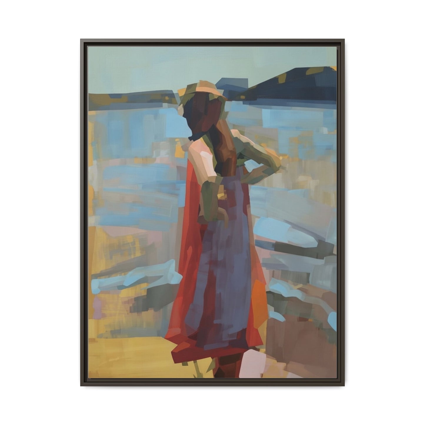 Framed Matte Canvas Print — Coastal Woman Abstract Art