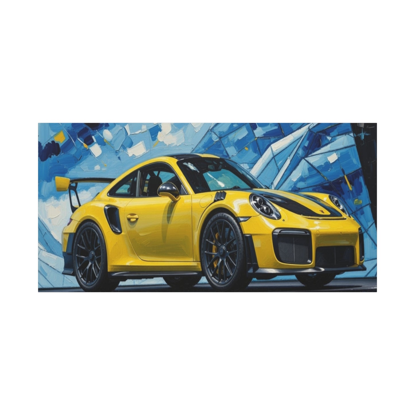 Yellow Porsche Sports Car Canvas Print — Modern Automotive Wall Art