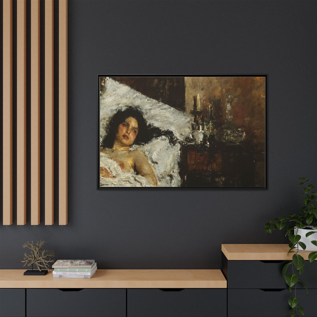 Resting by Antonio Mancini Framed Matte Canvas Wall Art Print