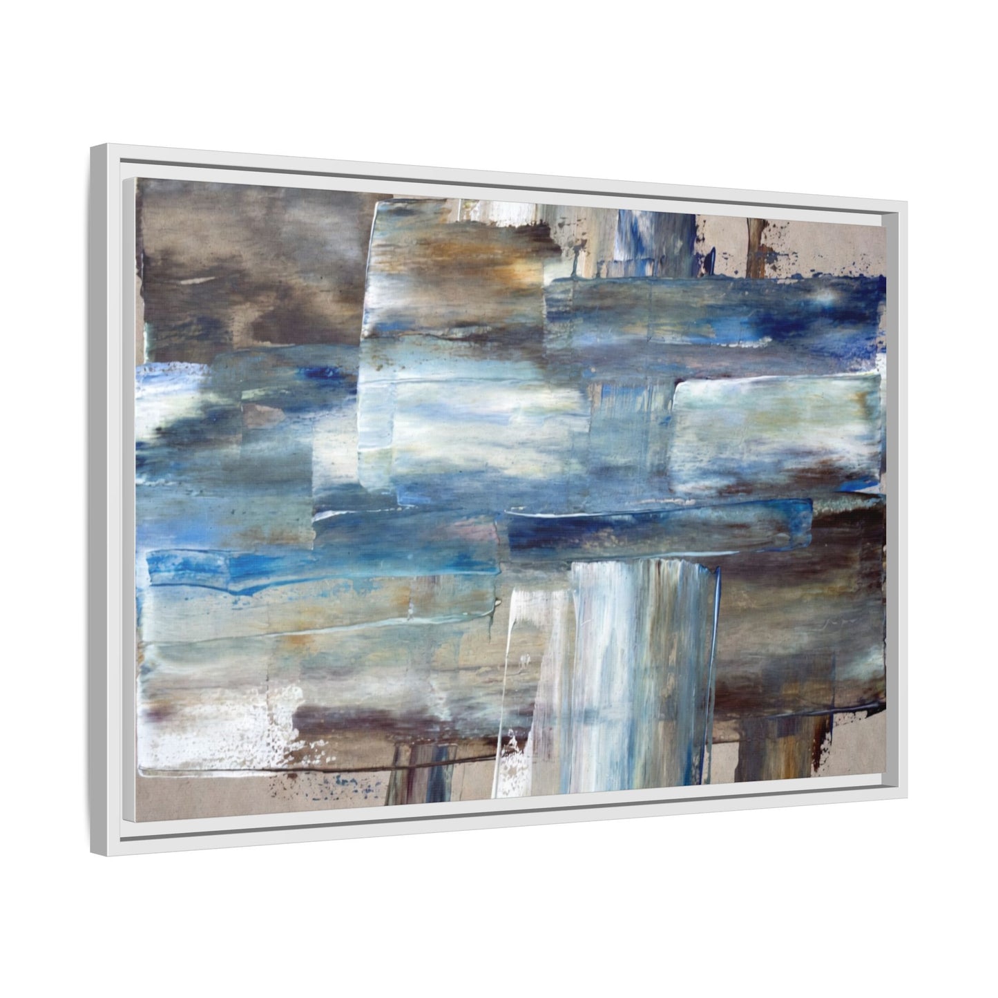 Abstract Blue Coastal Matte Canvas Framed Wall Art