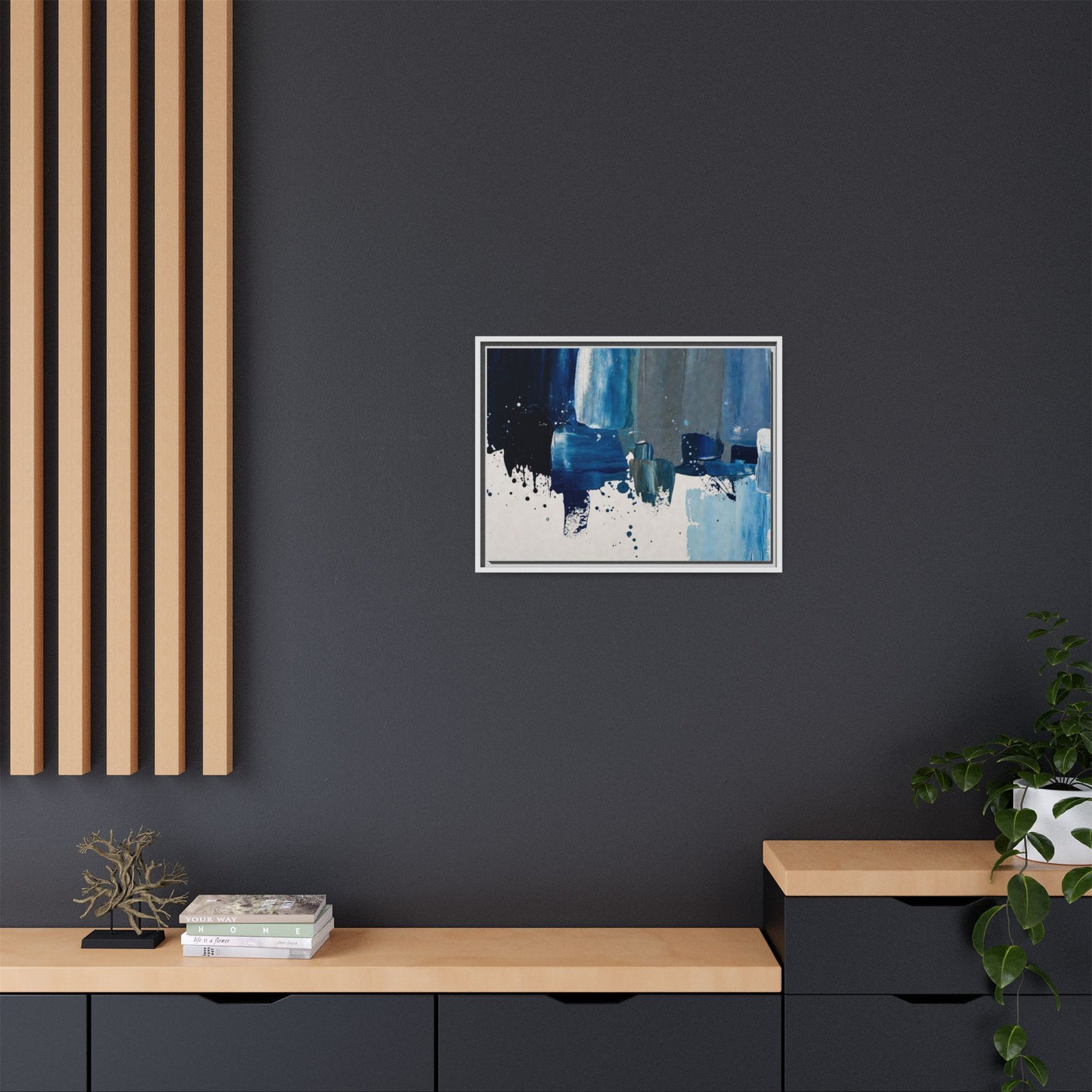 Abstract Blue Ocean Matte Canvas Framed Wall Art