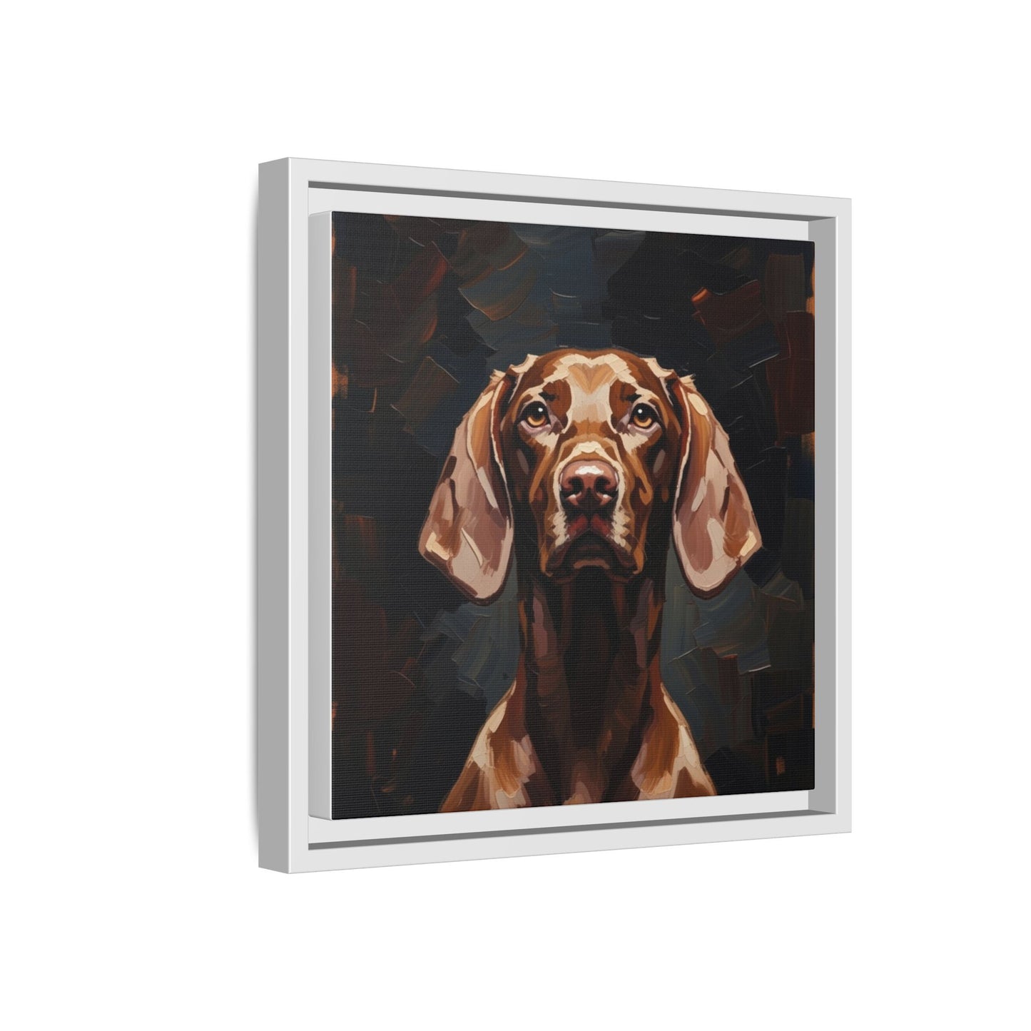 Framed Matte Canvas Dog Portrait – Brown Vizsla Wall Art