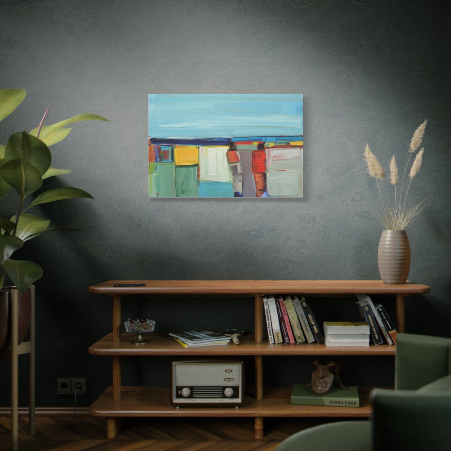 Abstract Coastal Landscape Canvas Print — Colorful Modern Seascape Wall Art