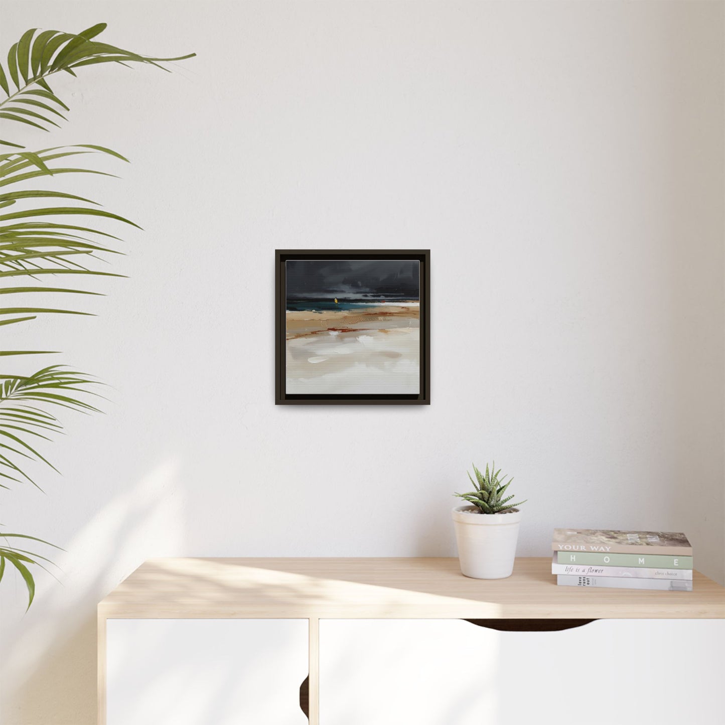 Framed Matte Canvas Beachscape Art Print — Coastal Abstract Wall Decor