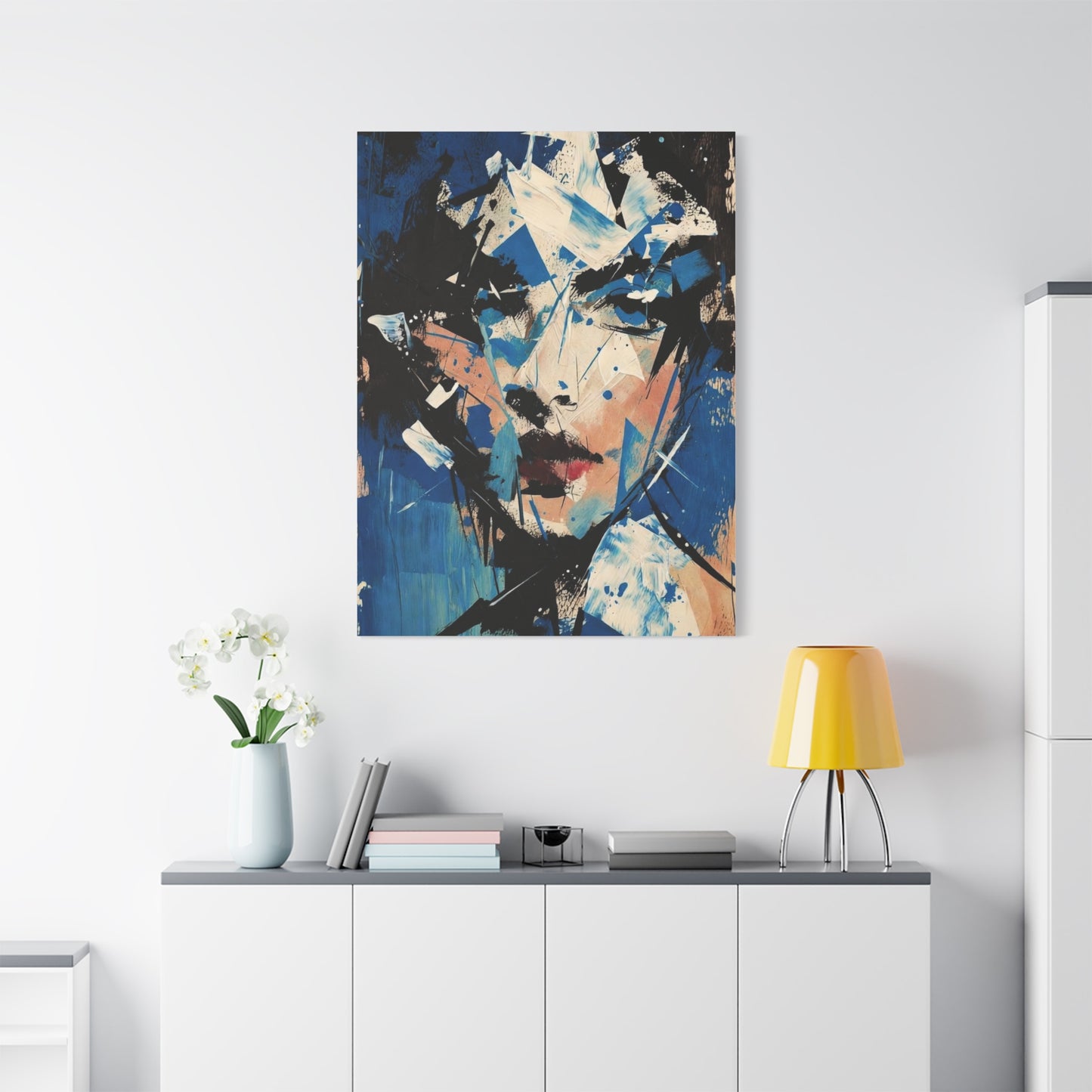 Abstract Blue Portrait Canvas Print — Modern Stretched Wall Art