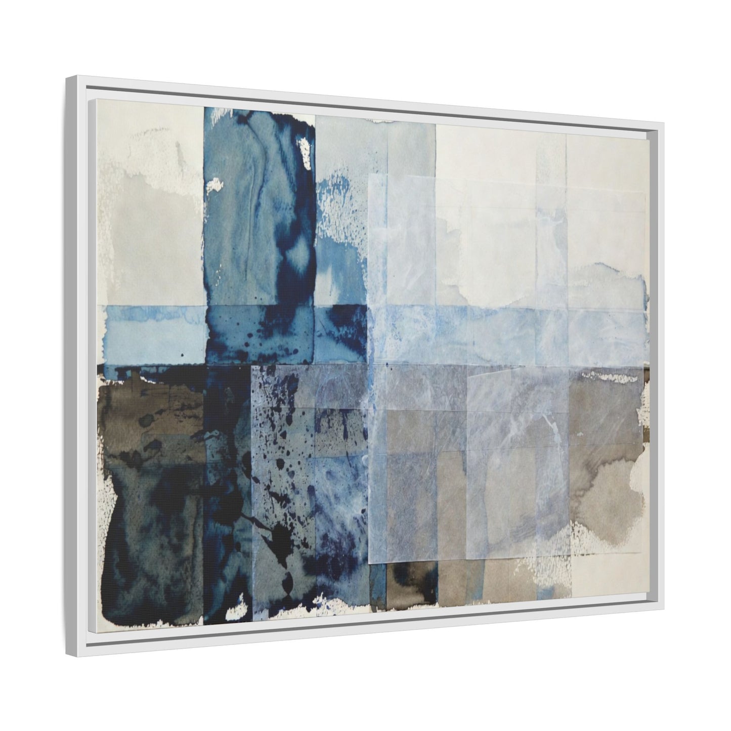 Abstract Coastal Blue Framed Canvas Art