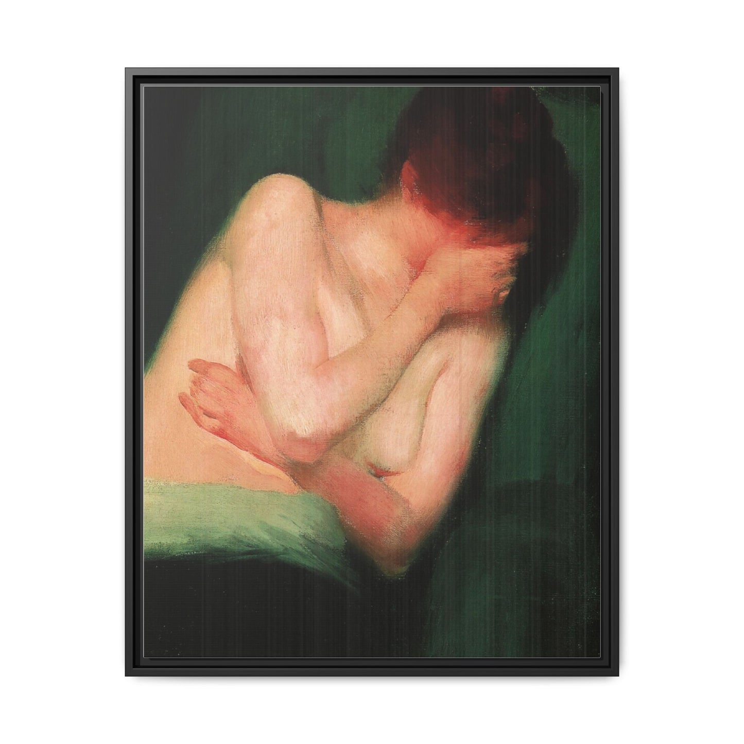 Female Nude by János Vaszary Framed Matte Canvas Wall Art Print