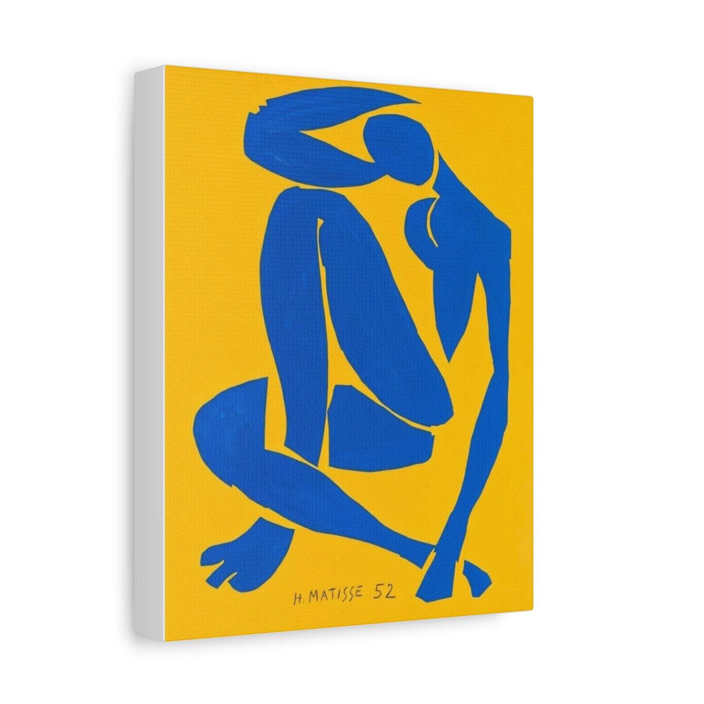 Blue Matisse Nude Silhouette Matte Canvas Print — Modern Yellow Wall Art