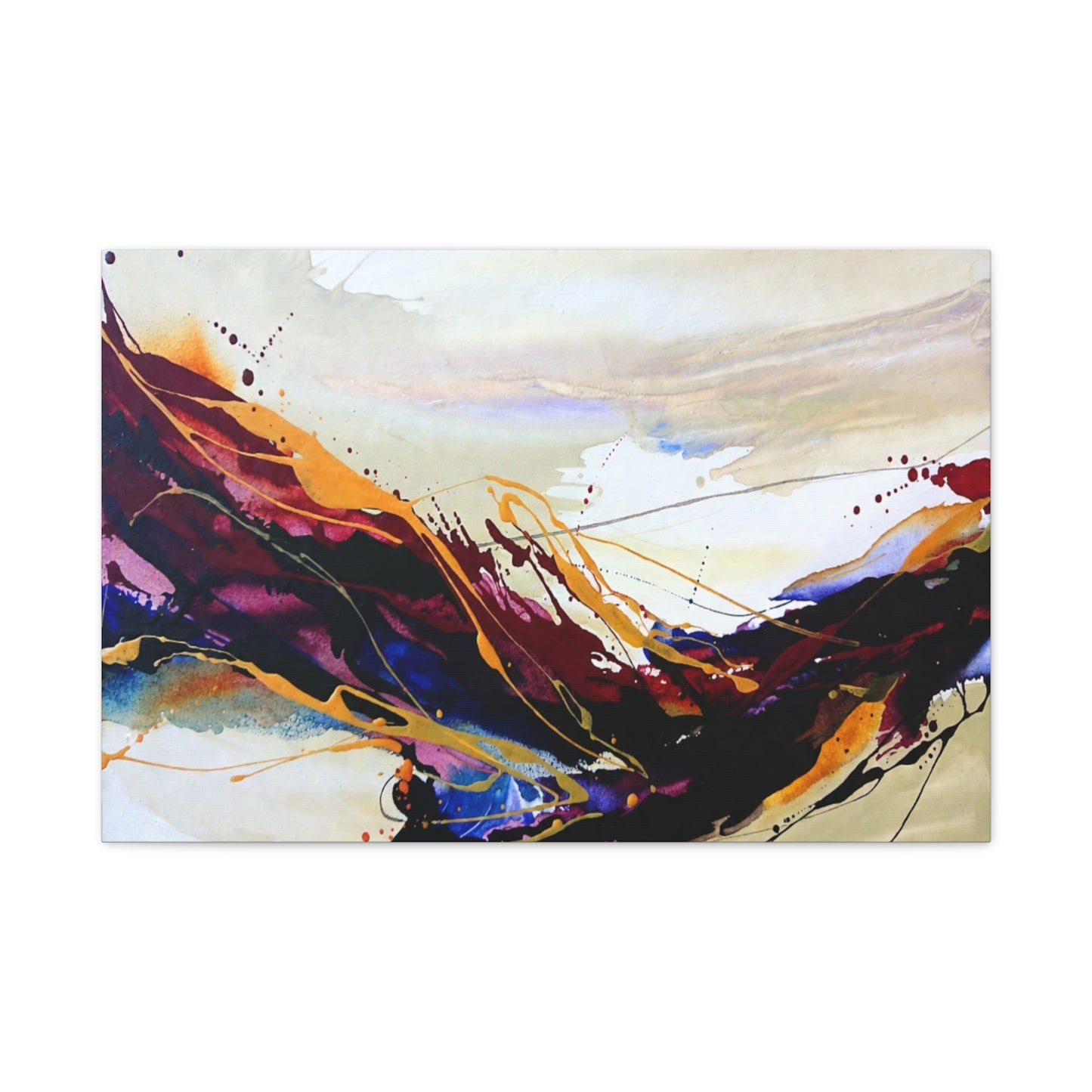 Abstract Color Flow Matte Stretched Canvas – Vibrant Modern Wall Art