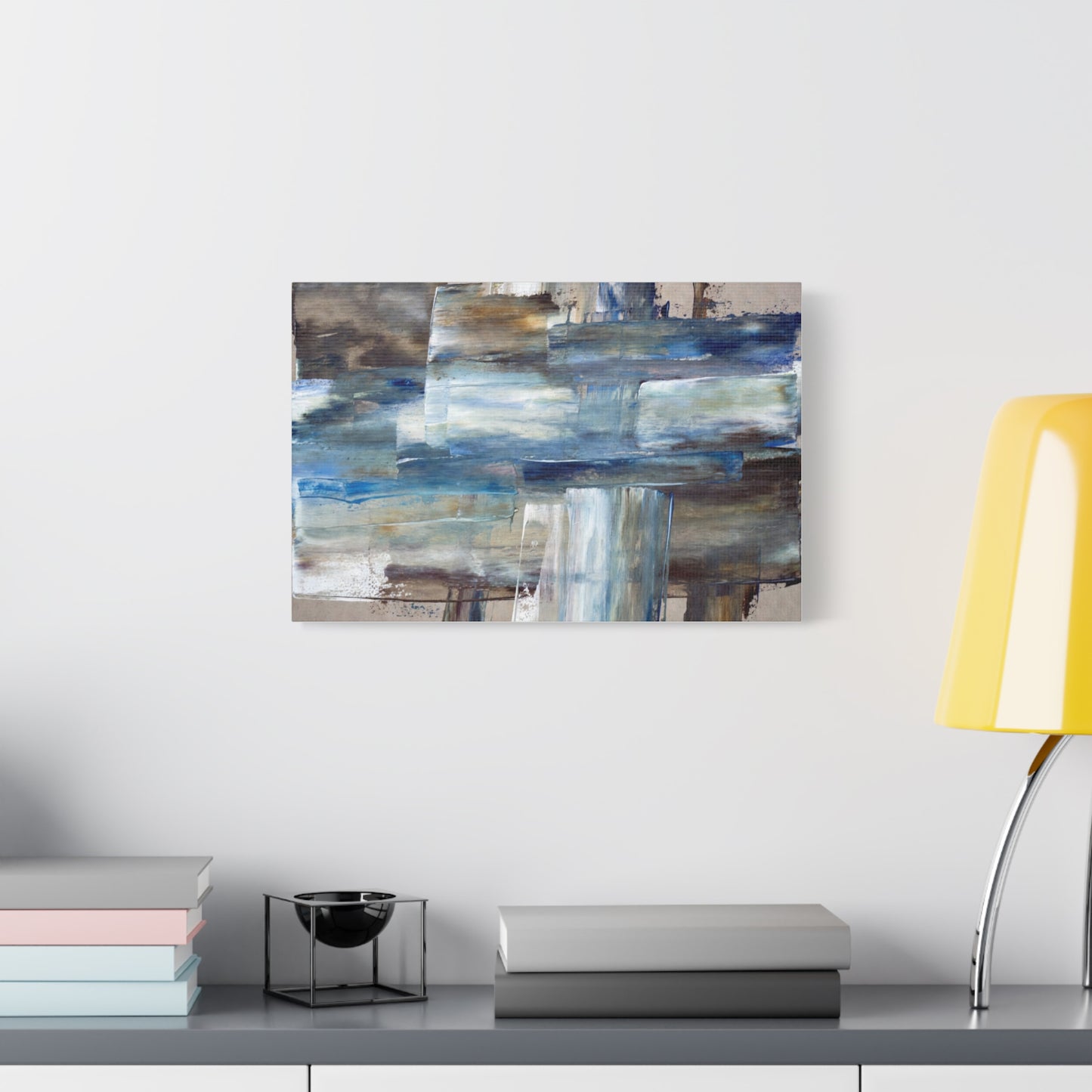Abstract Blue Waterfall Matte Canvas Wall Art, Stretched 1.25"