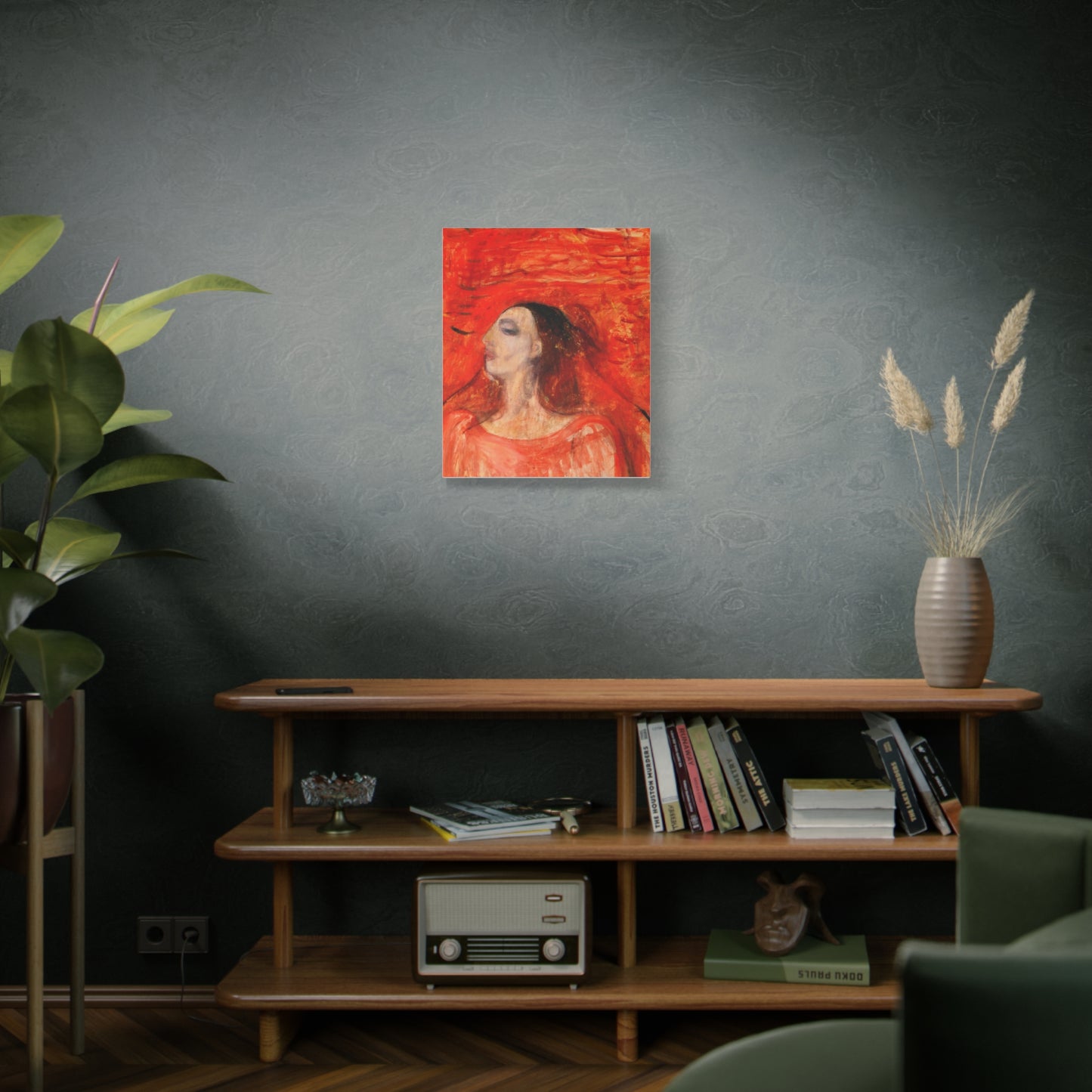 Woman's Head against a Red Background by Edvard Munch Matte Canvas Wall Art
