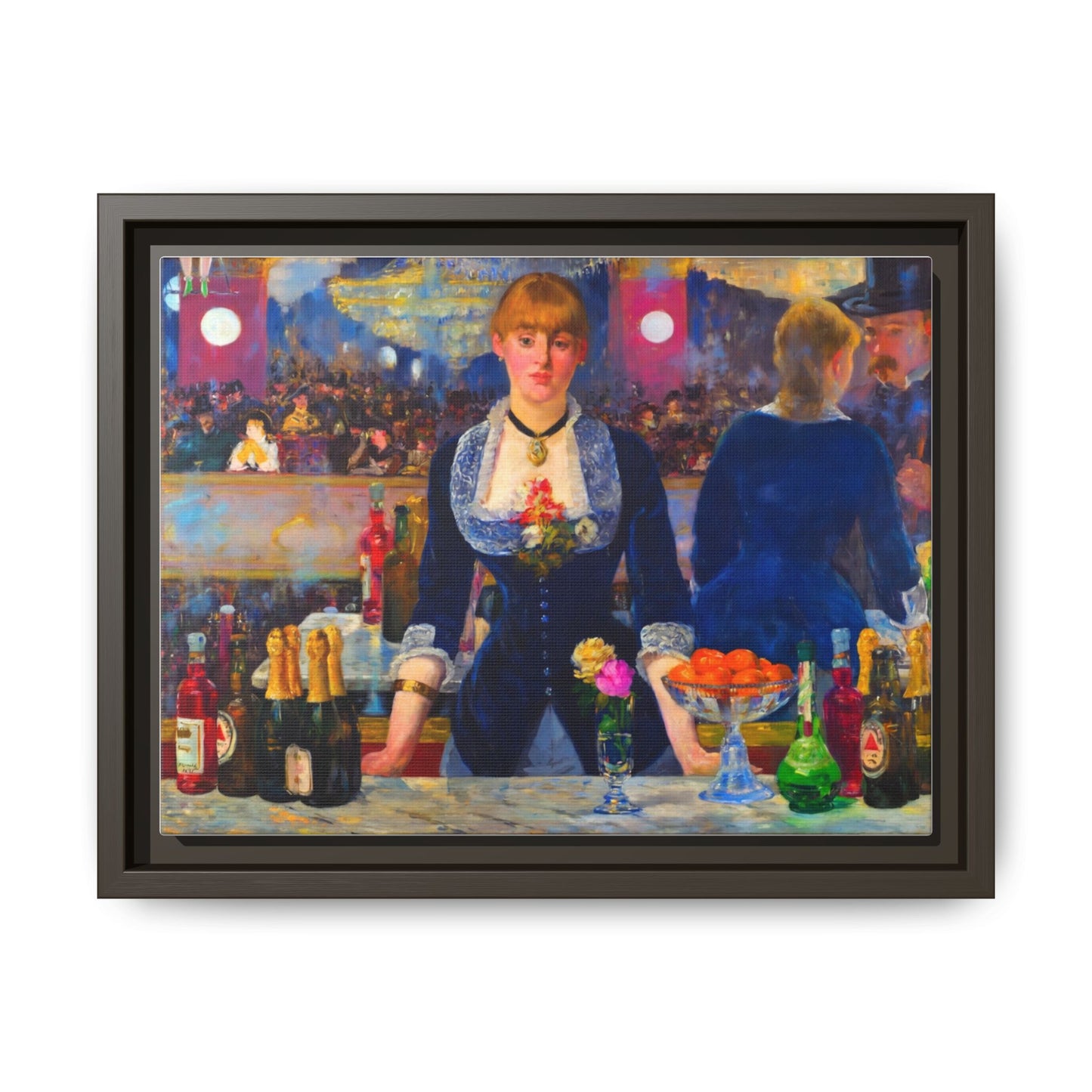 Framed Matte Canvas Print — Vintage Parisian Bar Scene
