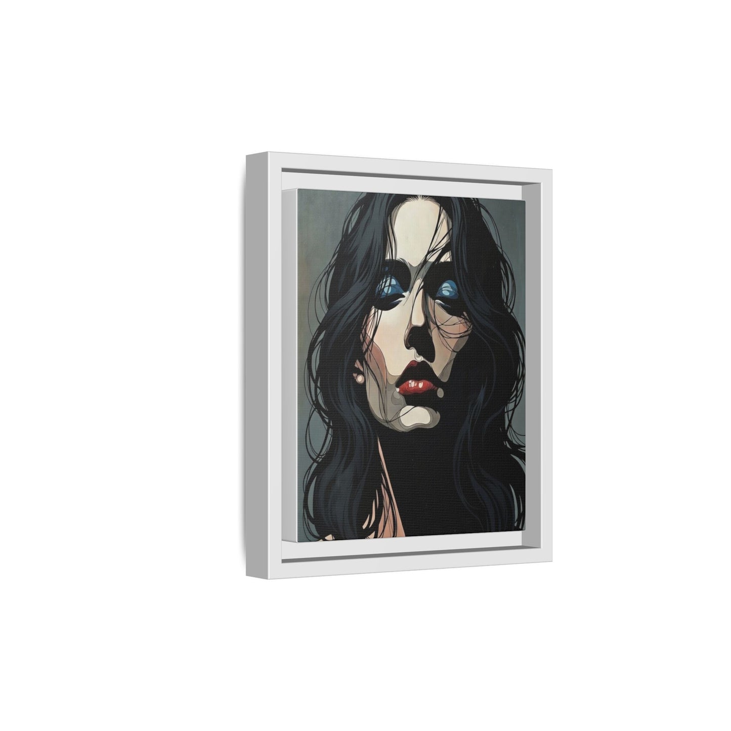 Framed Matte Canvas: Moody Portrait of Woman – Modern Gothic Wall Art
