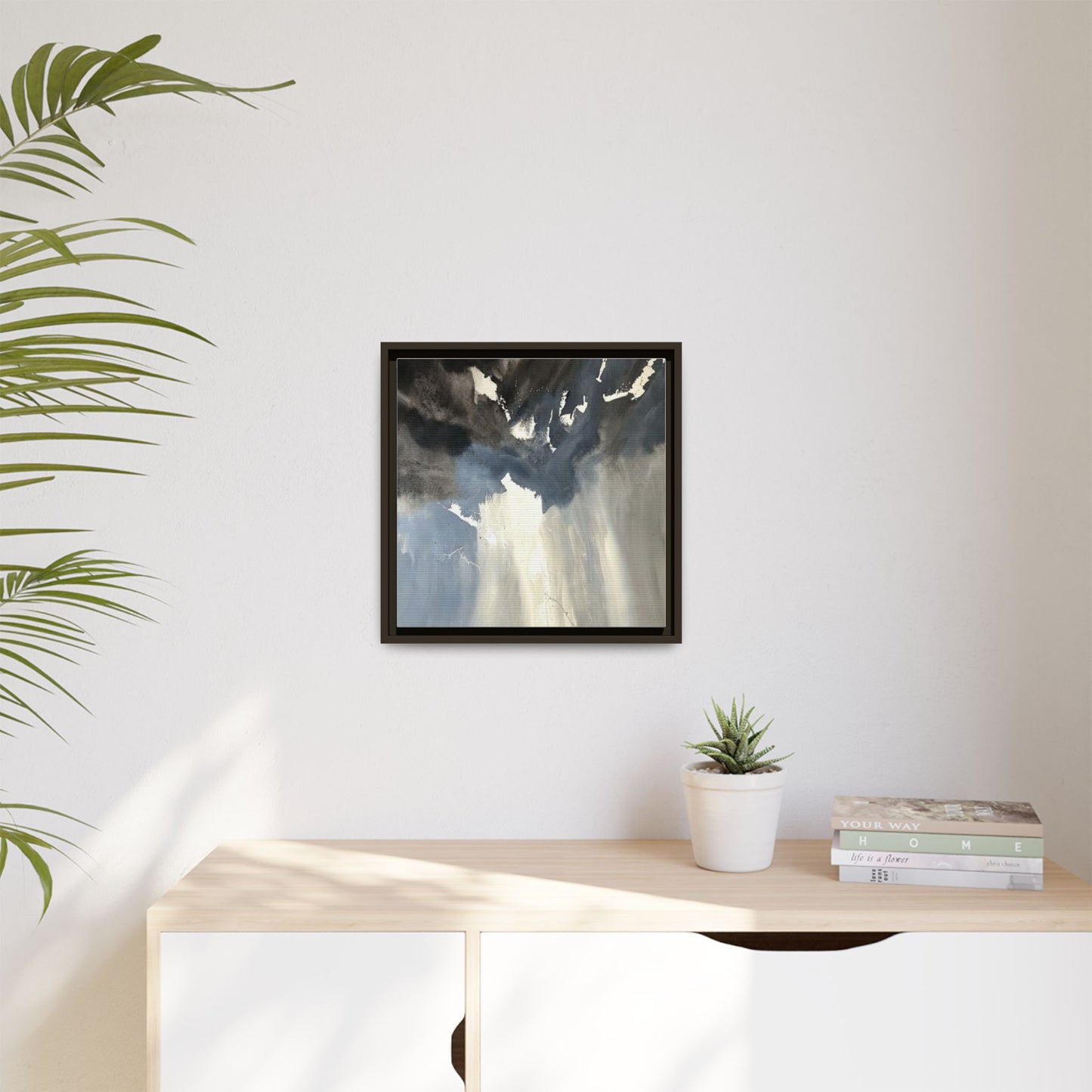 Framed Matte Canvas Art — Moody Abstract Sky Painting