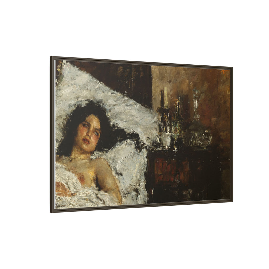 Resting by Antonio Mancini Framed Matte Canvas Wall Art Print