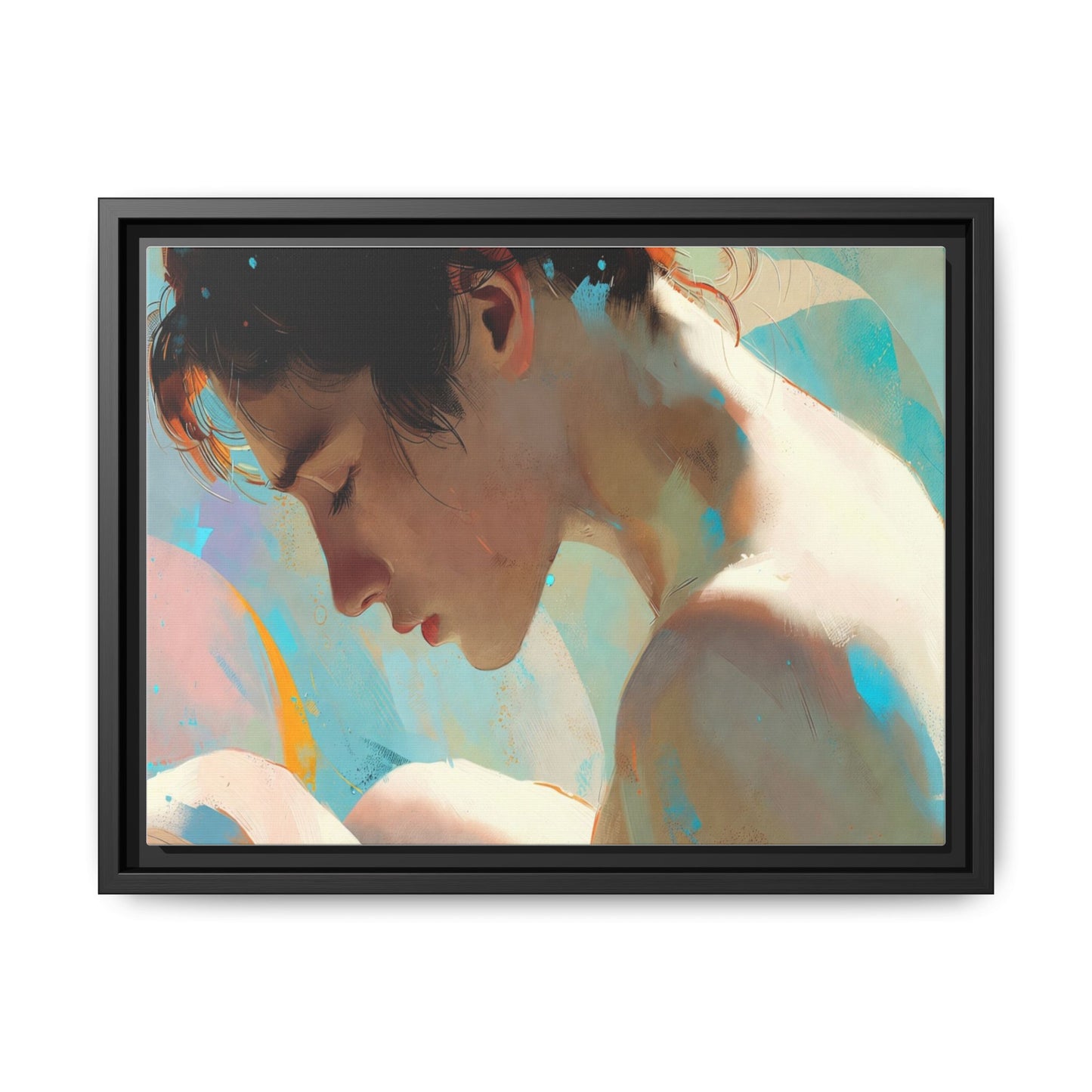 Framed Matte Canvas Print — Dreamy Portrait Art (Multi‑Color)