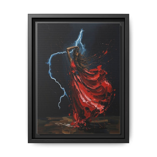 Framed Matte Canvas Print — Red Dancer Lightning Art