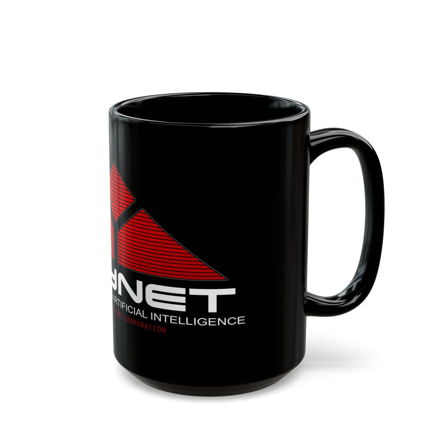 Skynet Logo Black Mug — Sci‑Fi AI Coffee Cup (11oz & 15oz)