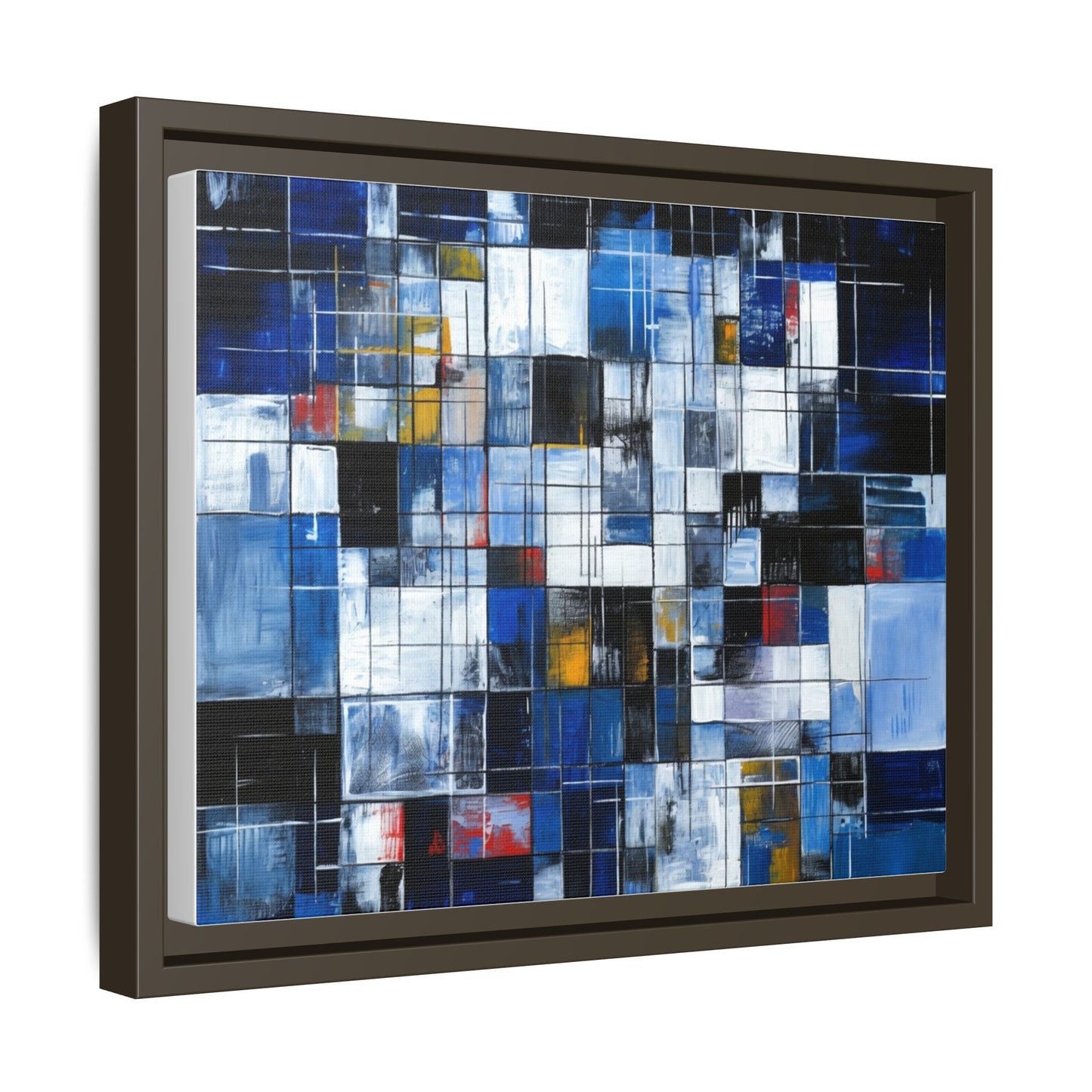 Abstract Blue Grid Matte Canvas Framed Art Print