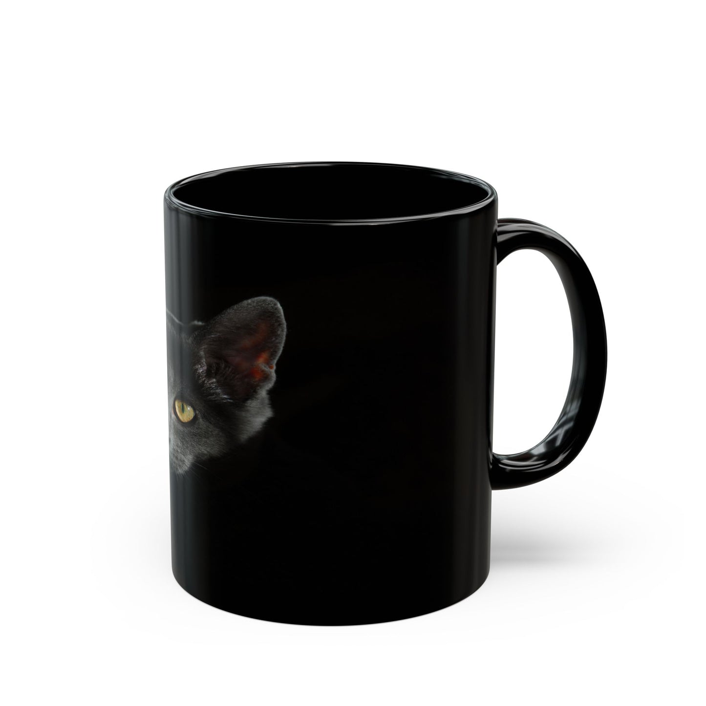 Black Cat Portrait Mug — Gothic Coffee Cup for Cat Lovers (11oz/15oz)