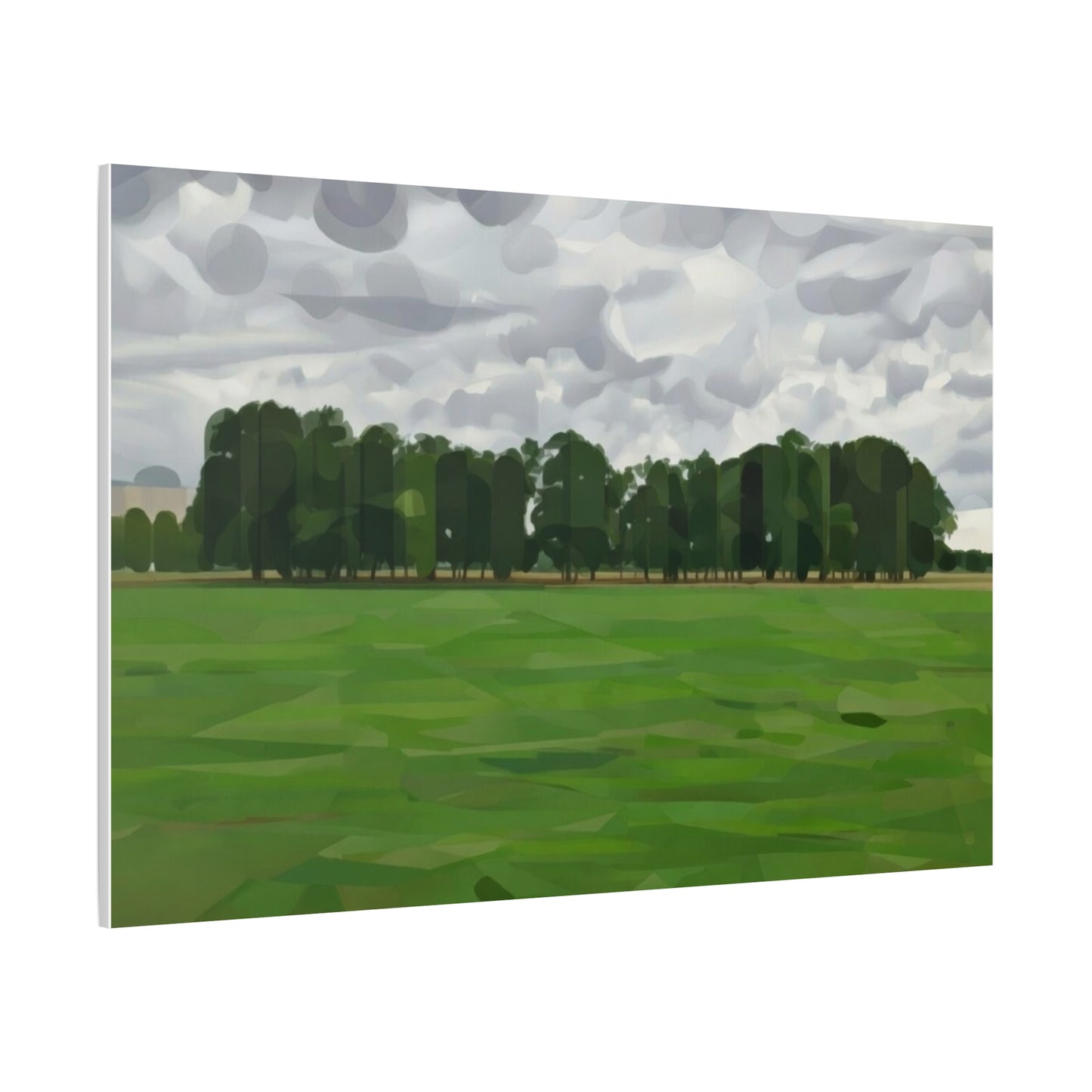 Green Field Landscape Canvas Print — Tranquil Park Scene Matte Stretched Canvas