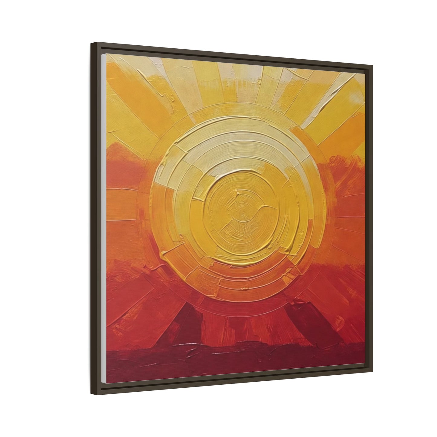 Sunburst Abstract Framed Canvas Art — Matte Multi‑Color Wall Print