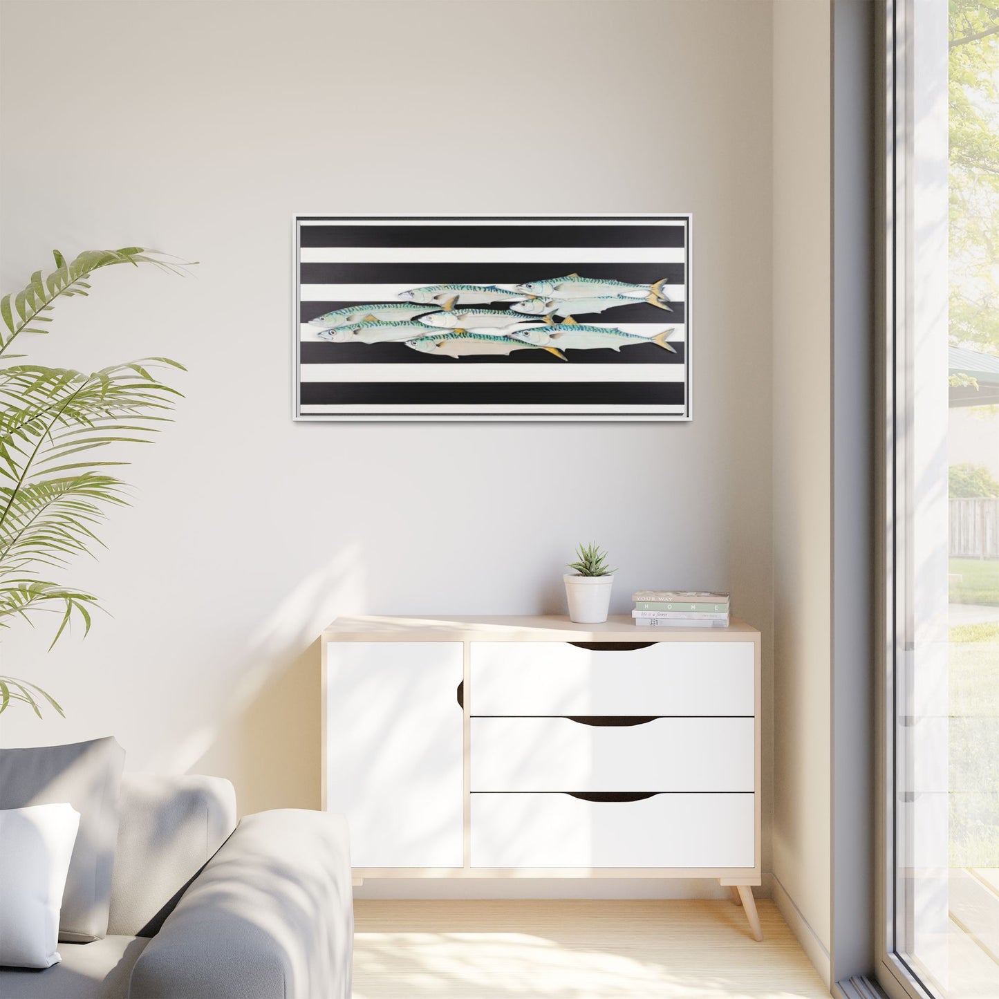 Striped Mackerel Canvas Print — Framed Matte Fish Wall Art
