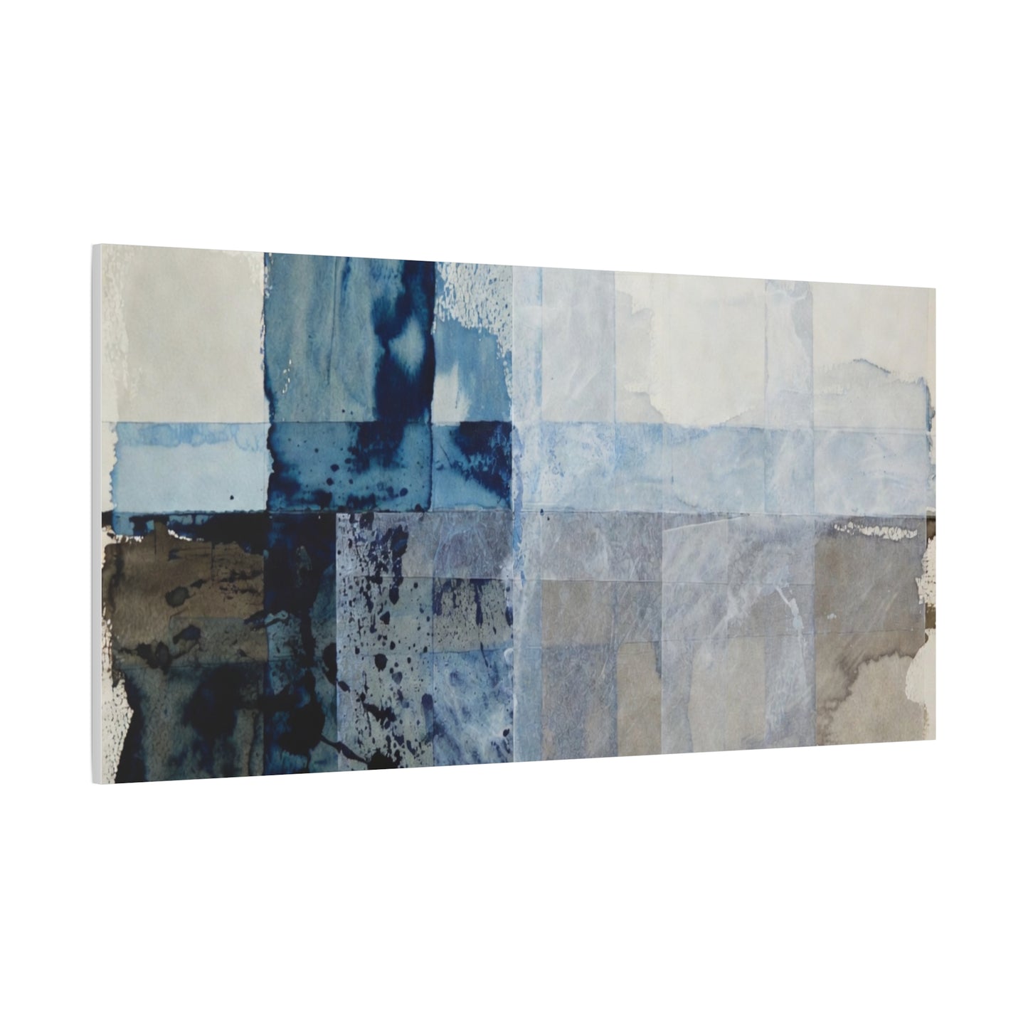 Abstract Blue Geometric Canvas Art — Stretched Matte Wall Decor