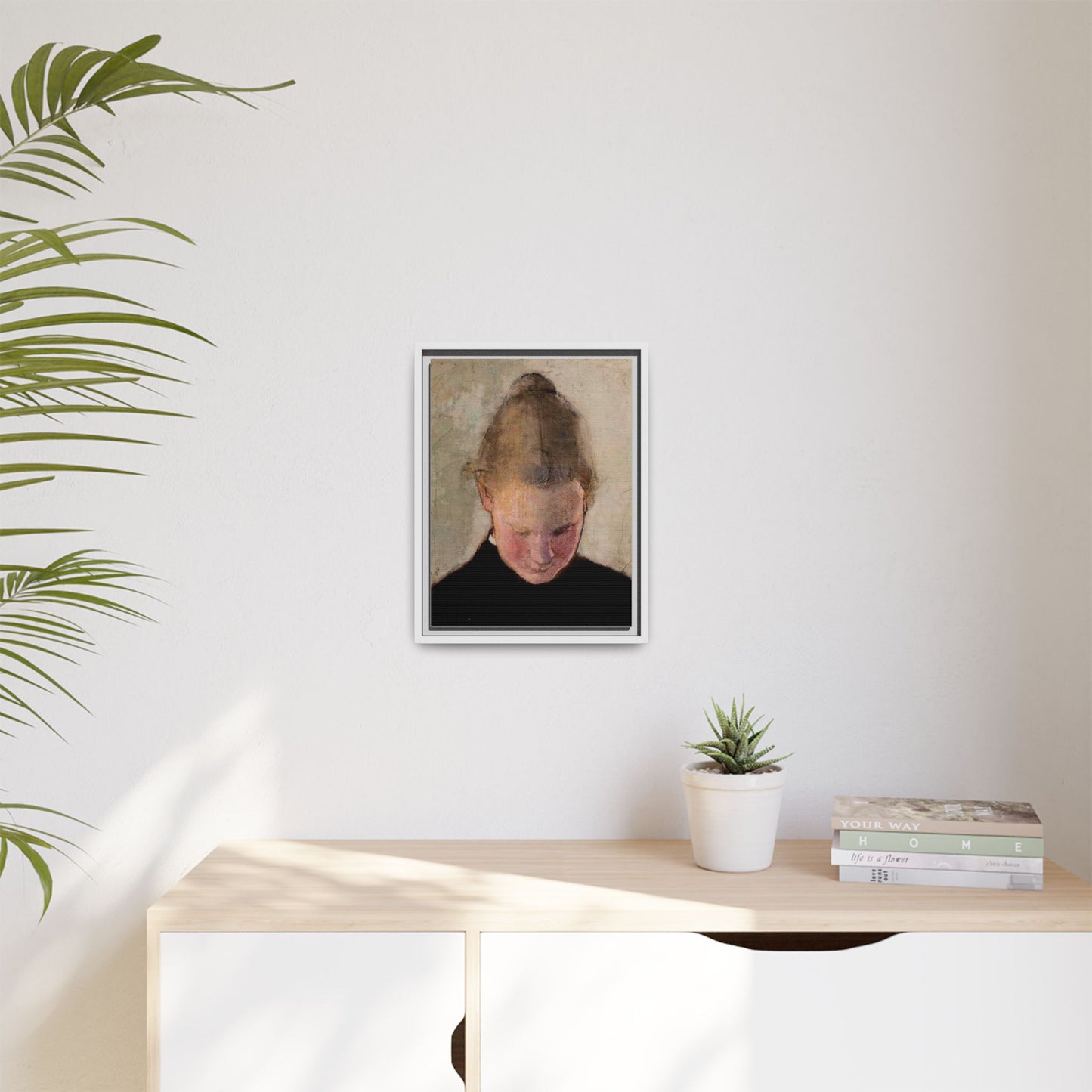 Lukeva tytto by Helena Schjerfbeck Framed Matte Canvas Art Print
