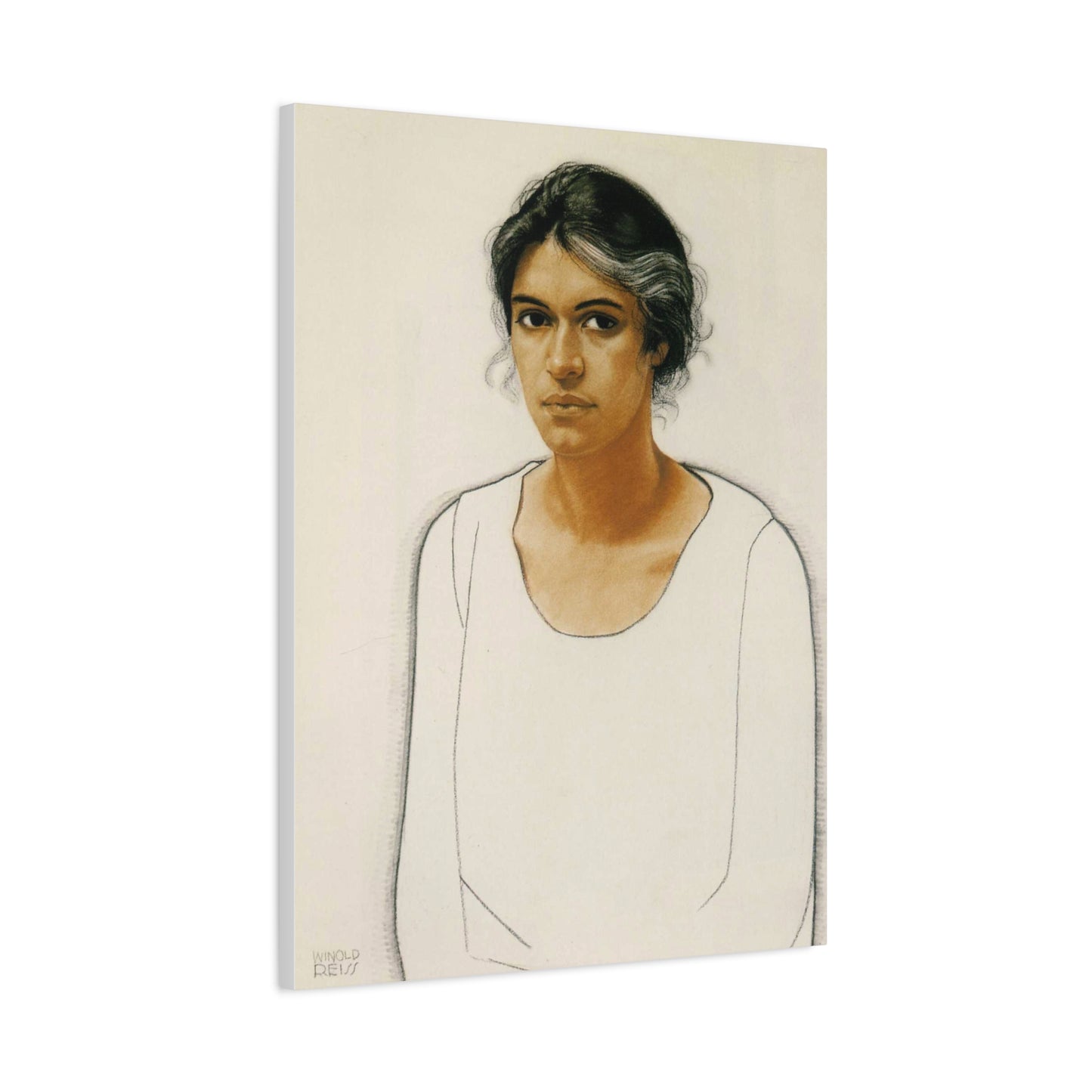Portrait of a Woman by Winold Reiss Canvas Print – Matte Stretched Wall Art