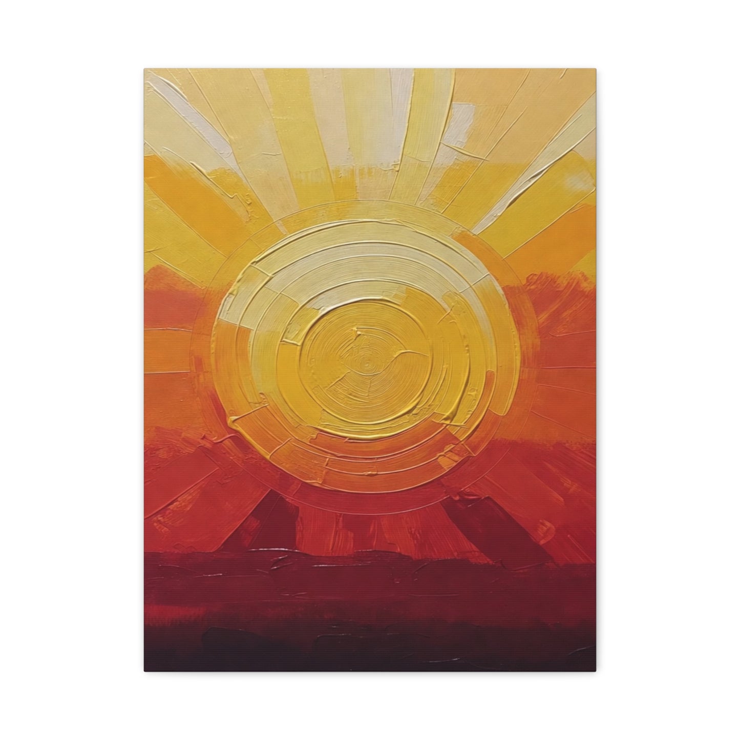 Abstract Sunrise Canvas Wall Art — Warm Sunrise Texture Matte Stretched Canvas