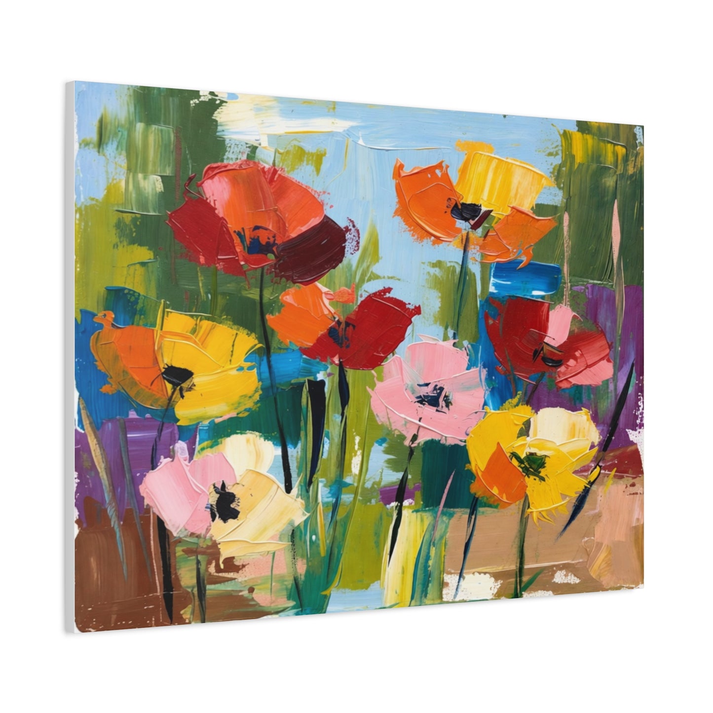 Colorful Abstract Floral Canvas Wall Art — Matte Stretched 1.25"