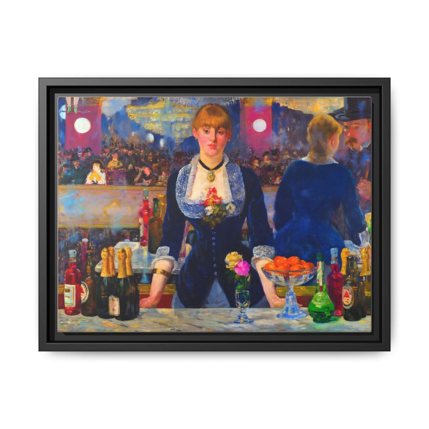 Framed Matte Canvas Print — Vintage Parisian Bar Scene