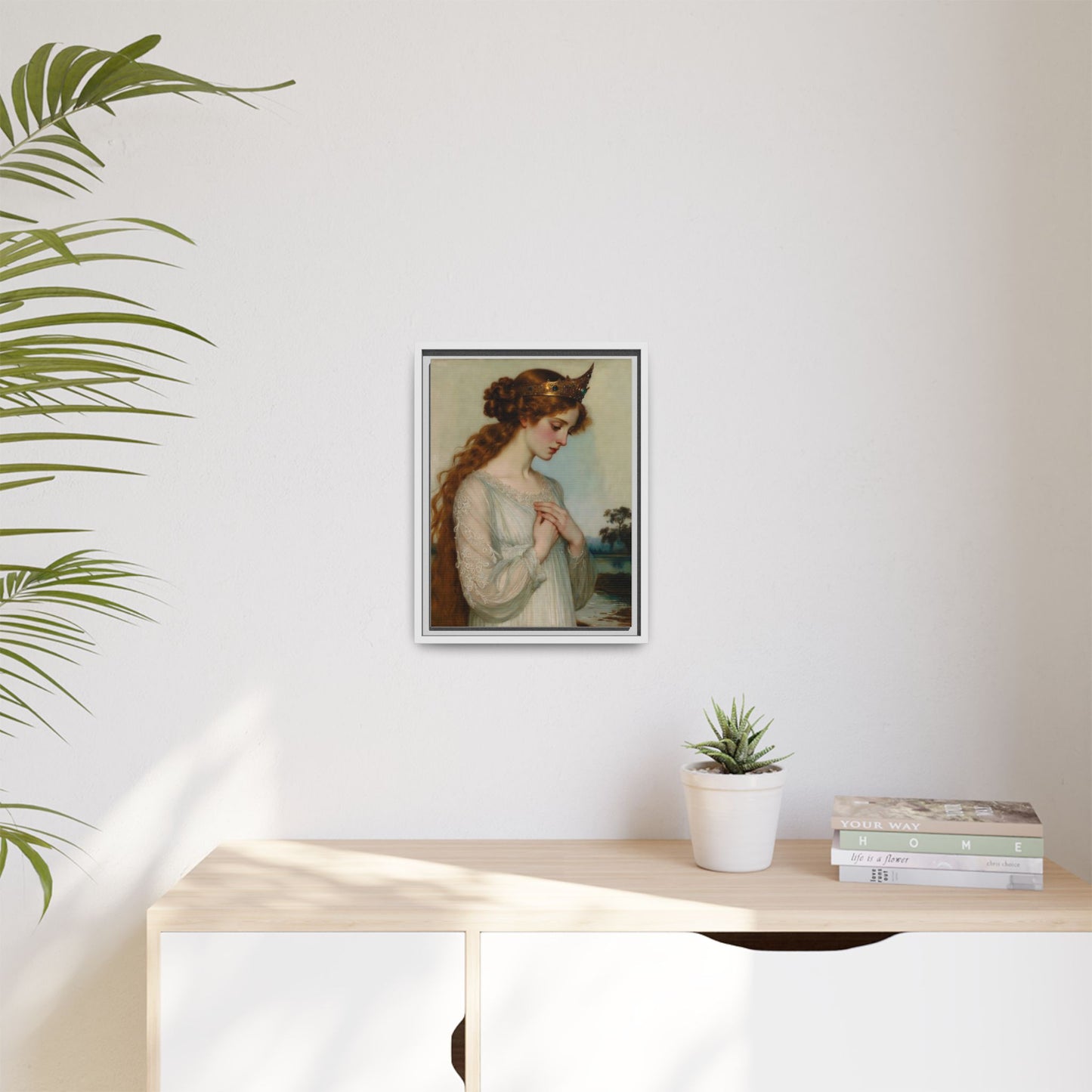 Framed Matte Canvas Print — Vintage Pre-Raphaelite Princess Portrait
