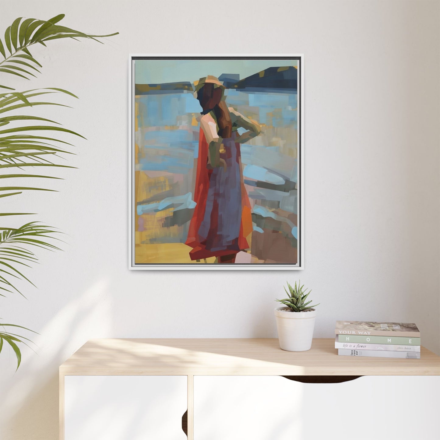 Framed Matte Canvas Print — Coastal Woman Abstract Art