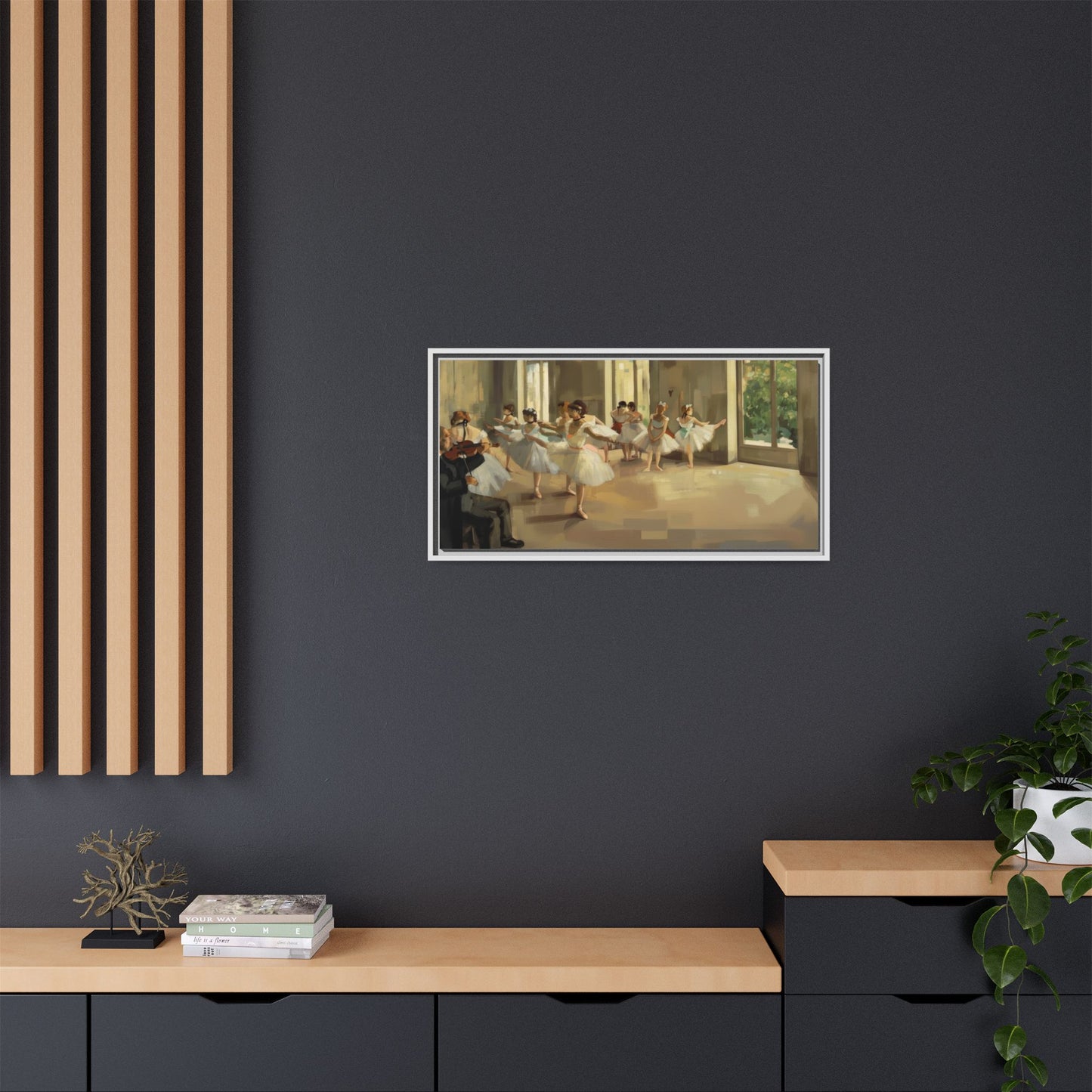 Framed Matte Canvas Print — Ballet Class Scene (Impressionist Dancers)