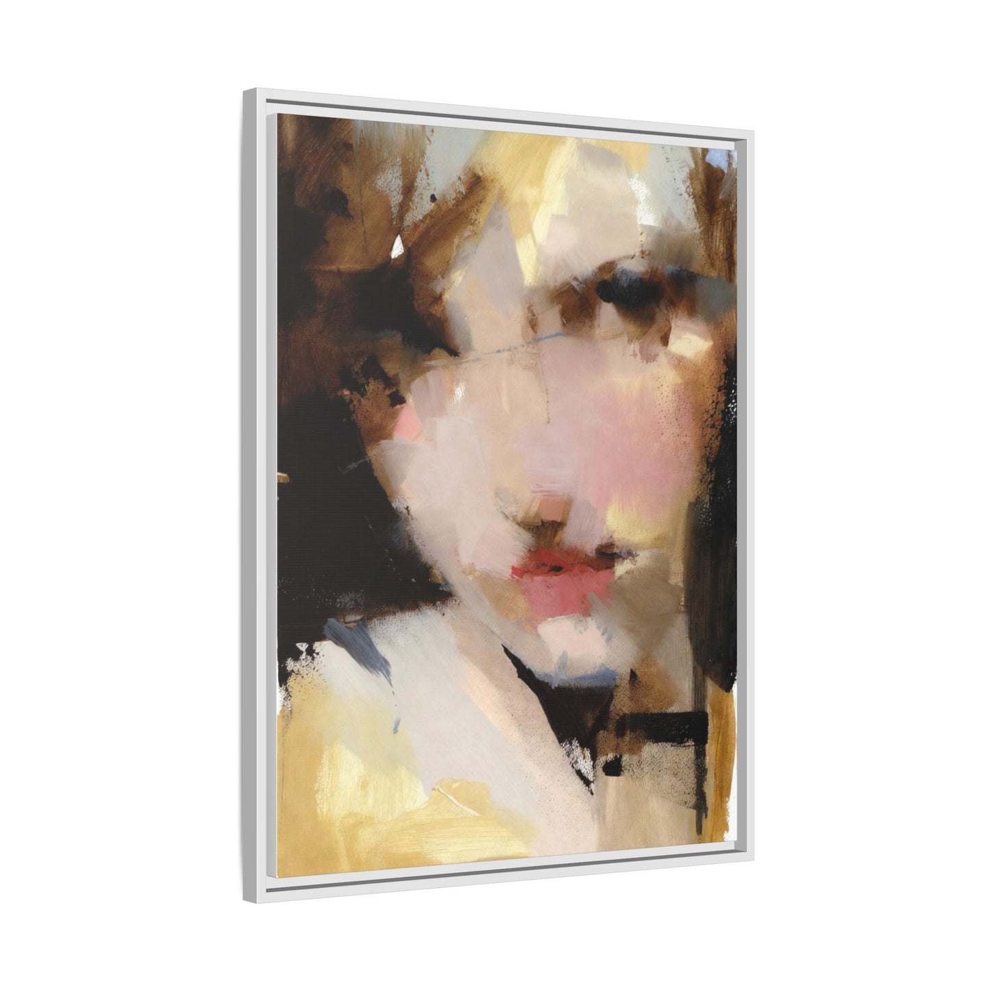 Abstract Portrait Matte Canvas Framed Print — Modern Feminine Wall Art
