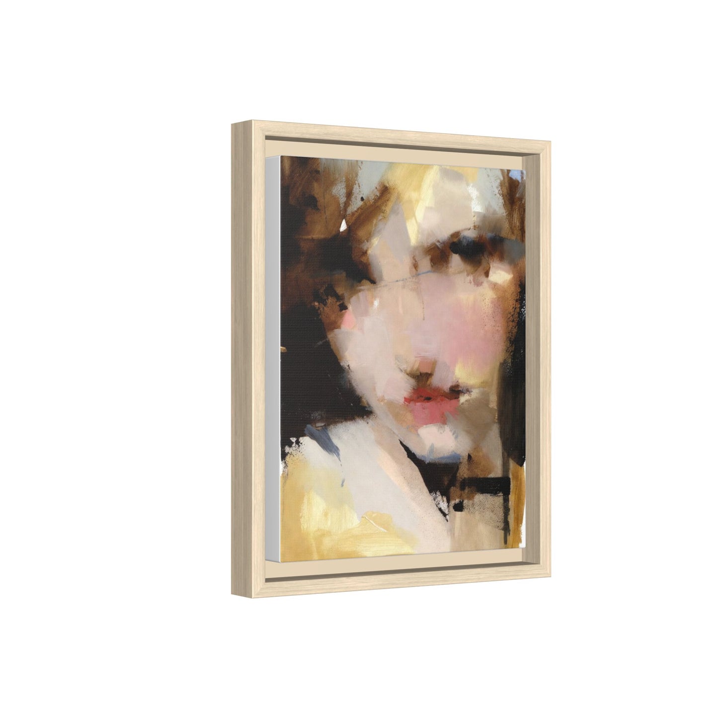 Abstract Portrait Matte Canvas Framed Print — Modern Feminine Wall Art