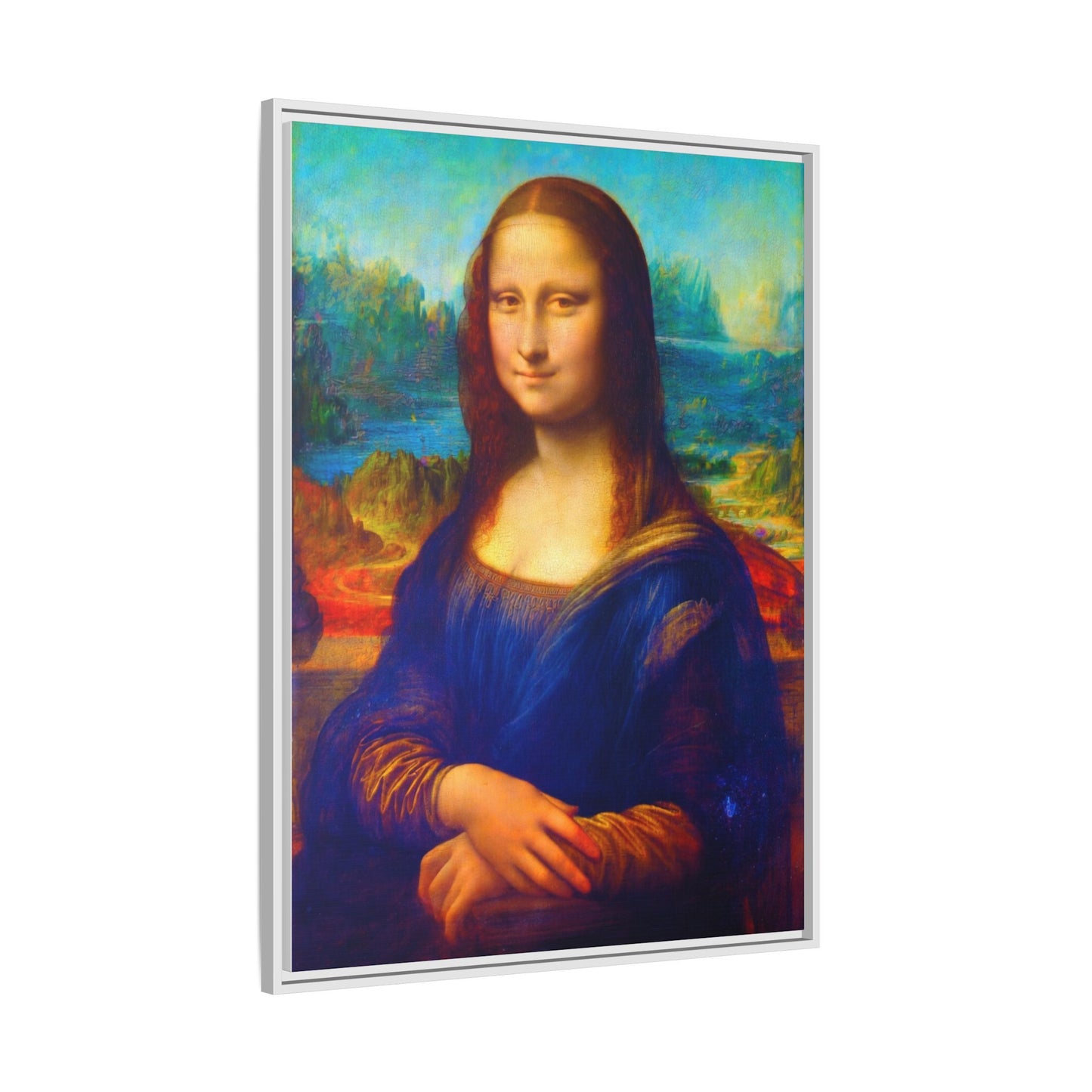 Framed Matte Canvas Print — Colorful Mona Lisa Wall Art