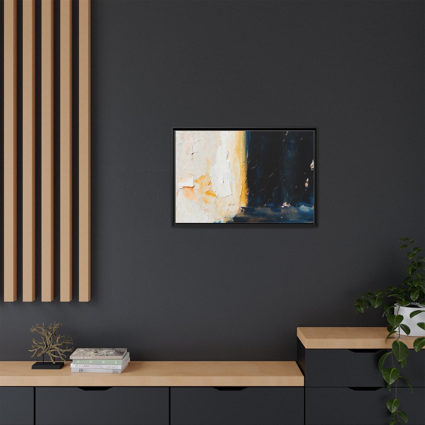 Abstract Coastal Texture Framed Canvas Art — Matte Multi-Color Wall Print