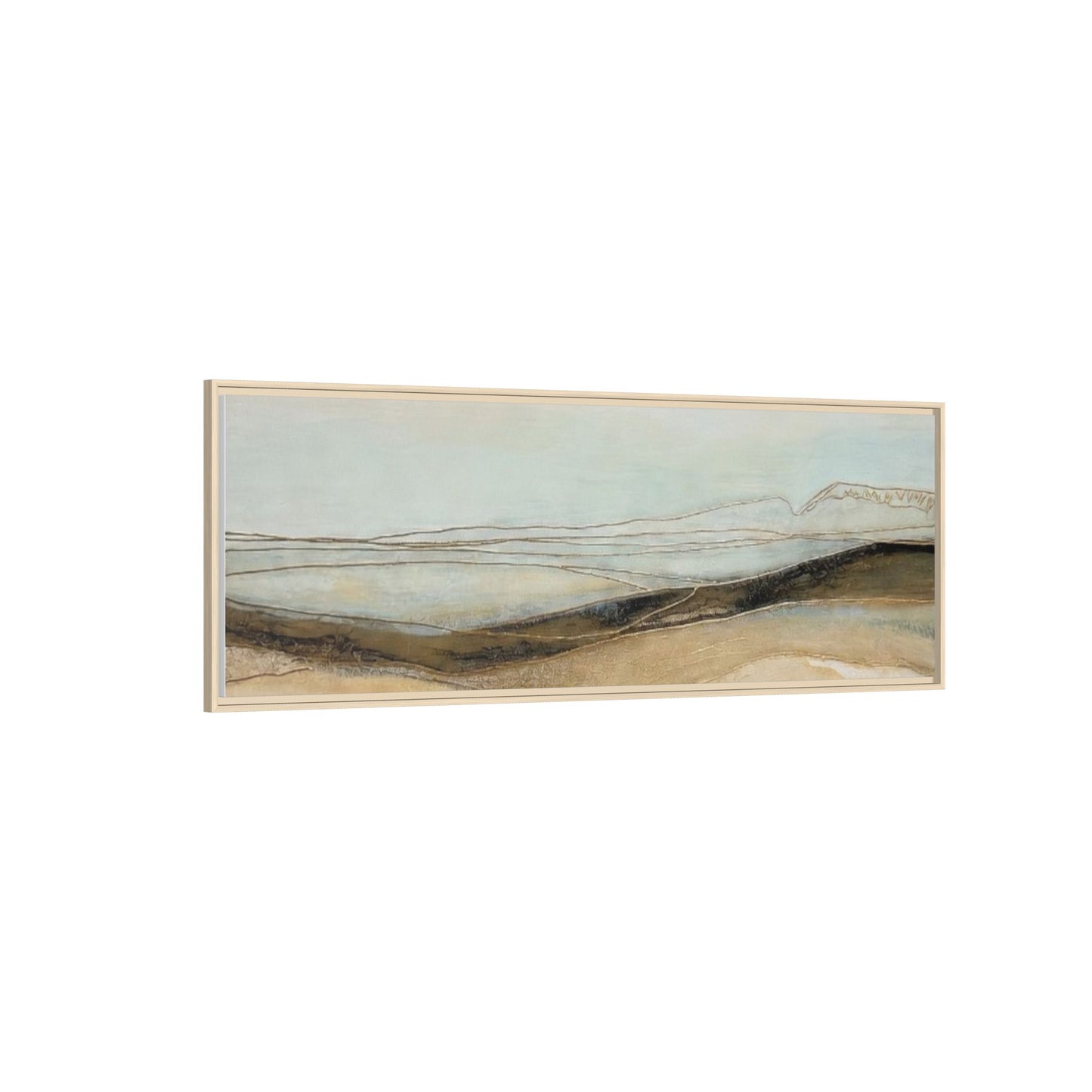 Framed Matte Canvas Wall Art — Neutral Abstract Landscape in Soft Blues & Earth Tones