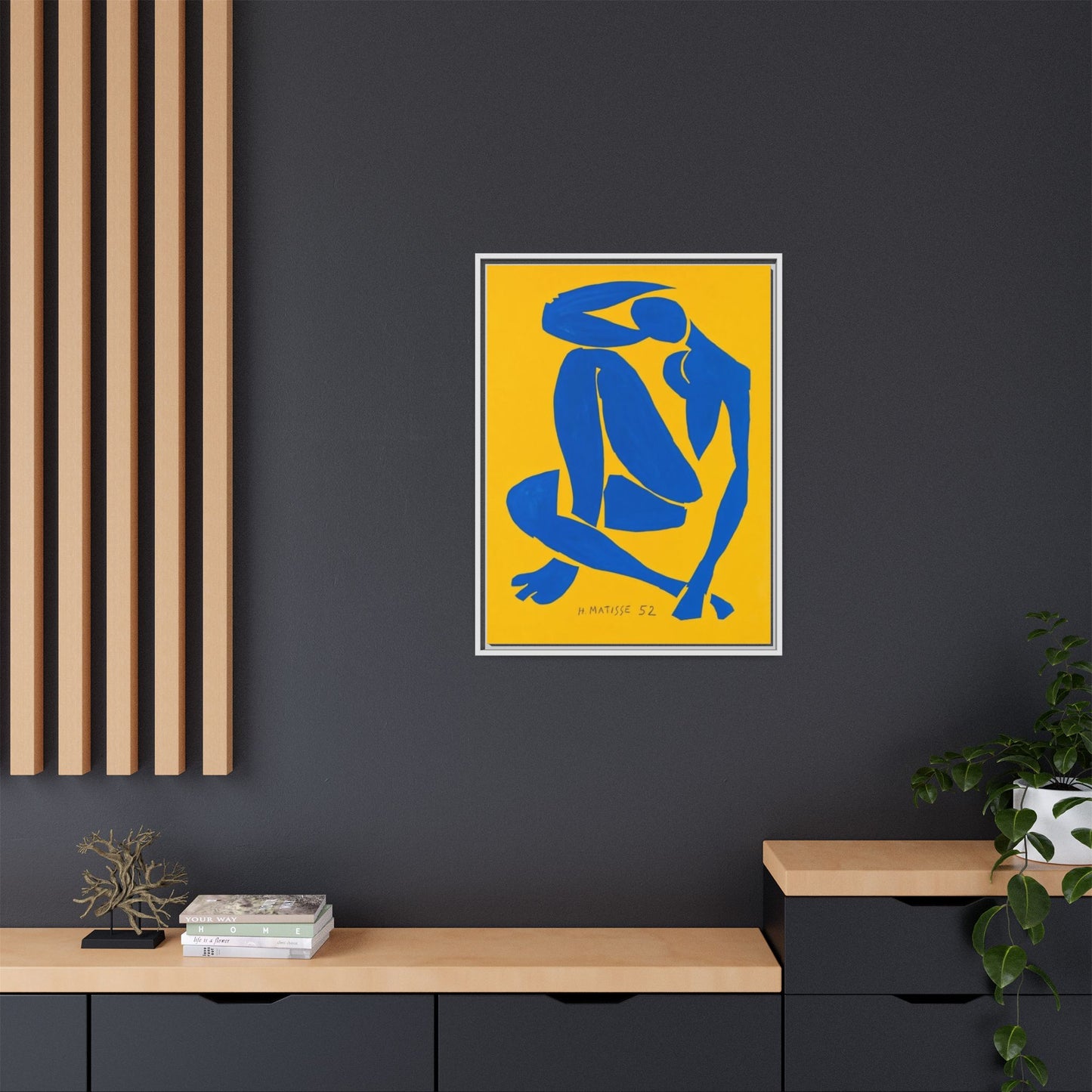 Abstract Blue Nude Matte Canvas Wall Art, Framed